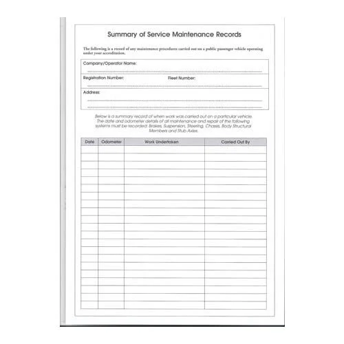 Summary Service Record