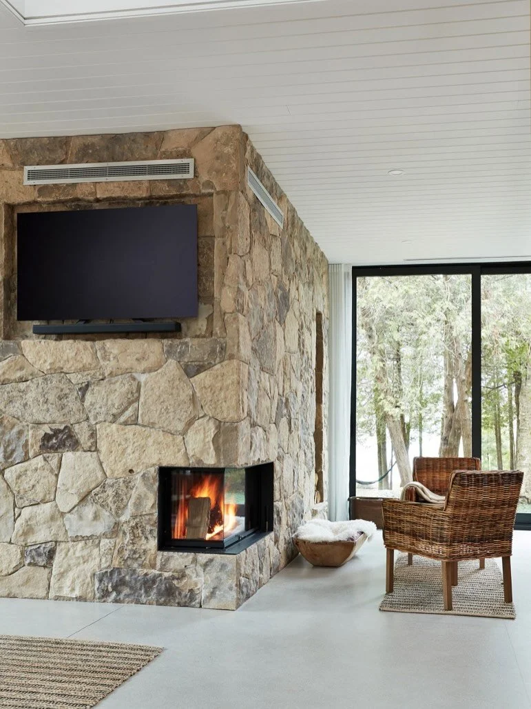 As the weather turns, your fireplace becomes the heart of your home.
&mdash;
Natural stone isn&rsquo;t just for outside. Its versatility and natural beauty are well-suited for fireplaces, feature walls and more. 

Visit our St.Jacob&rsquo;s showroom 