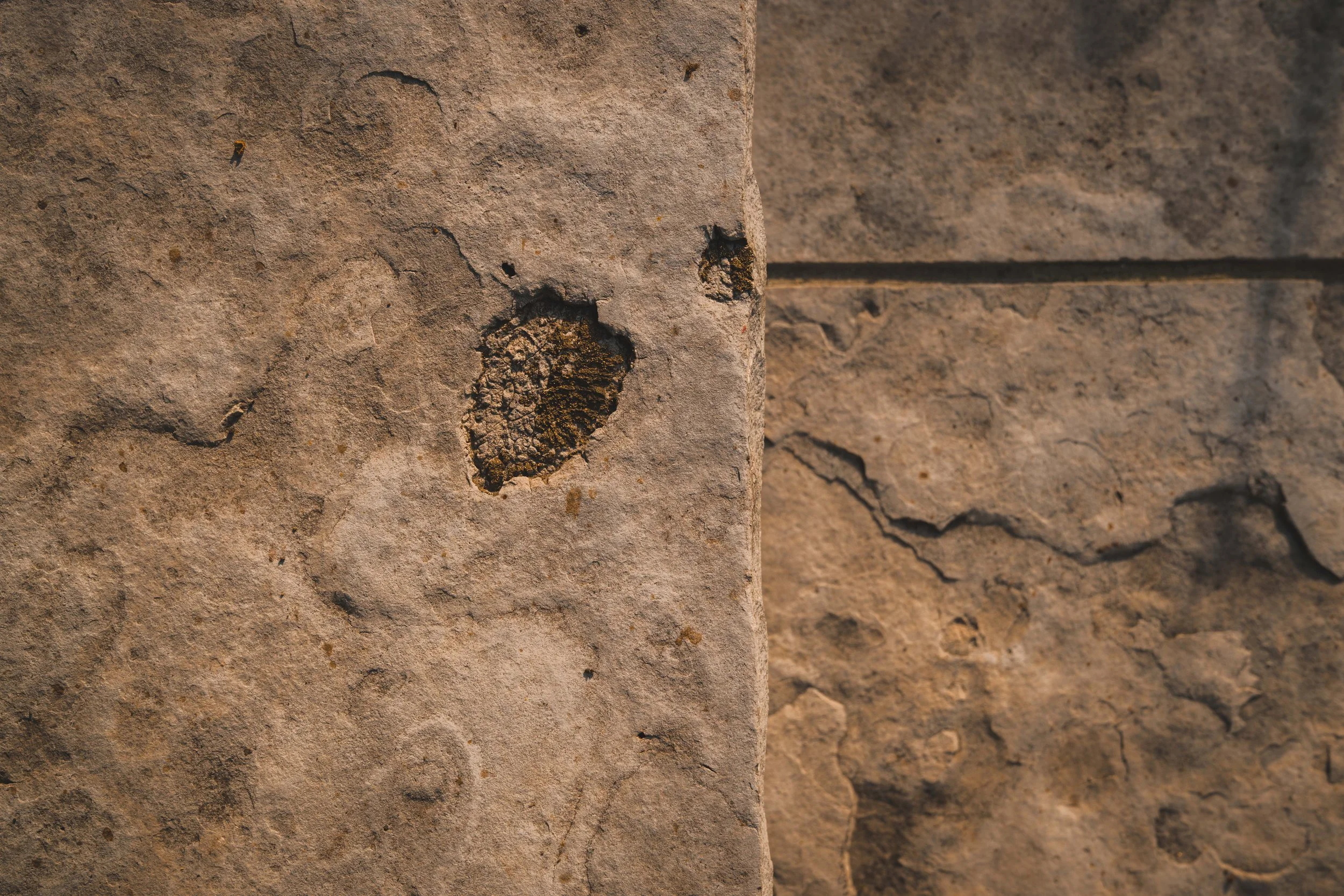 Natural stone Eramosa step hand-rocked