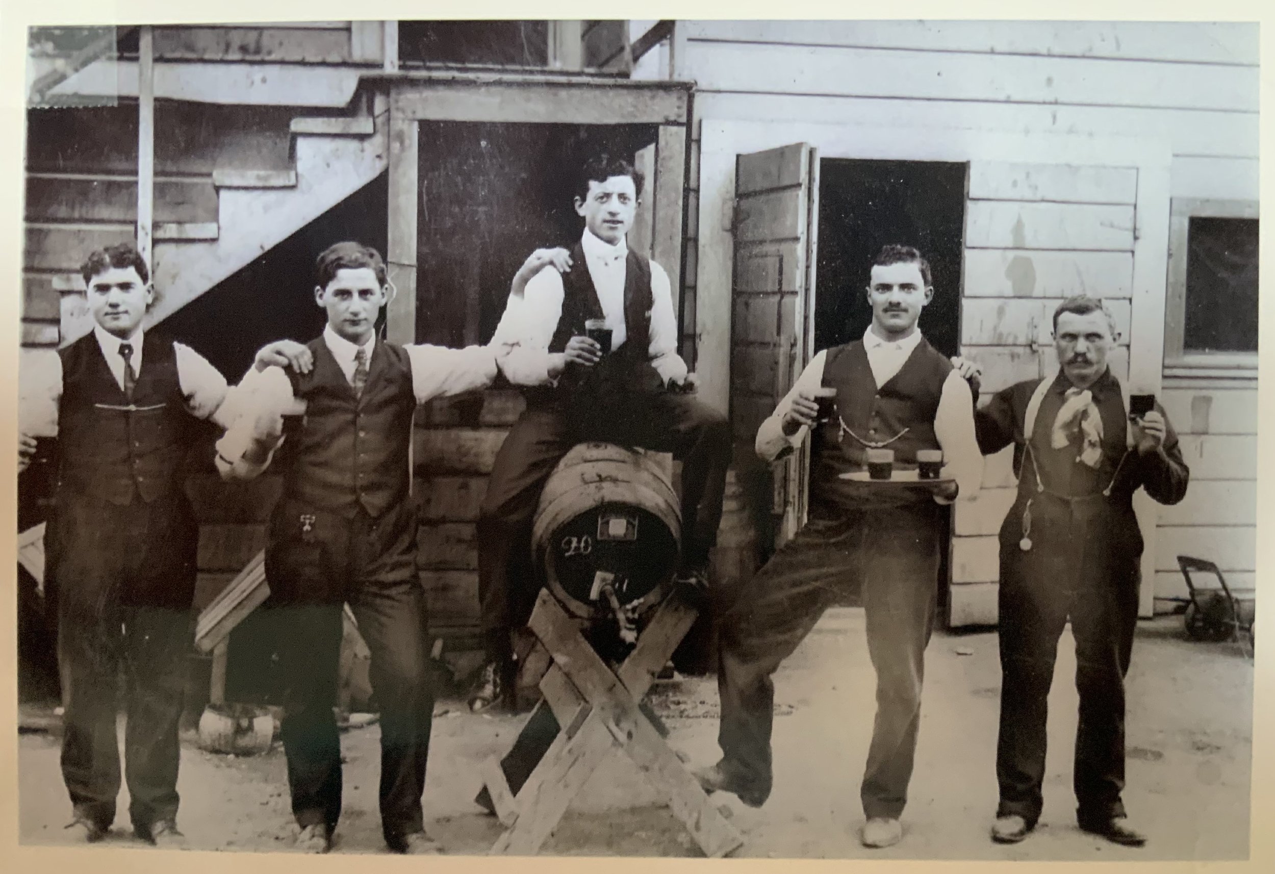 FINALIST
Charlie Soldavini's circa 1920s photo, also taken on San Pablo Avenue where Safeway is now located. It features his grandfather sitting on a barrel among other gentlemen and may have been taken when Prohibition was in effect.