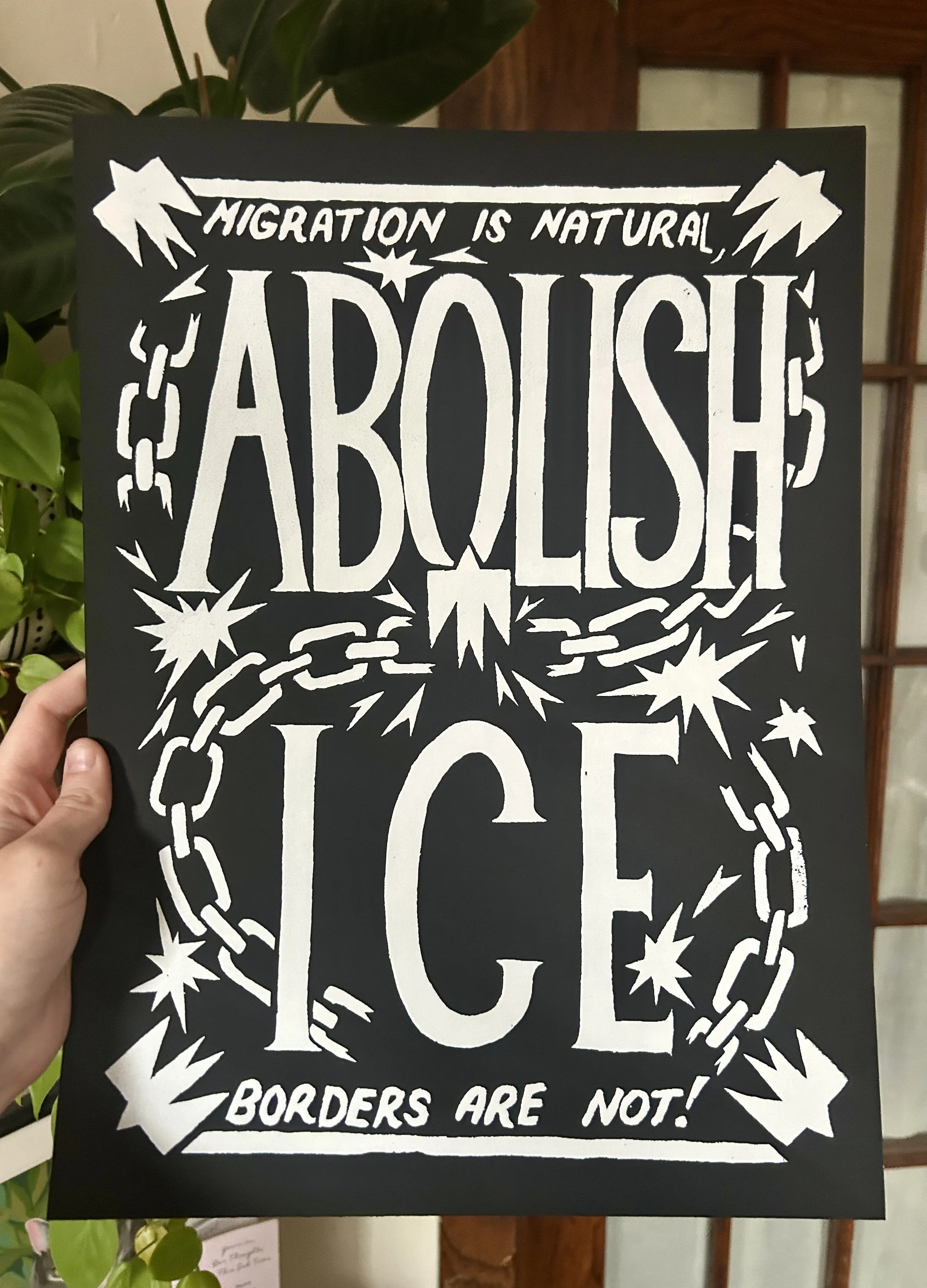 ABOLISH ICE POSTERS screenprint on stonehenge *50% of proceeds donated to MN Immigrant Defense Network*