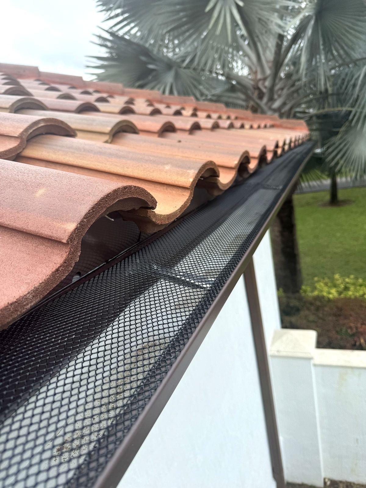 Clean seamless gutters and downspout on a Miami home