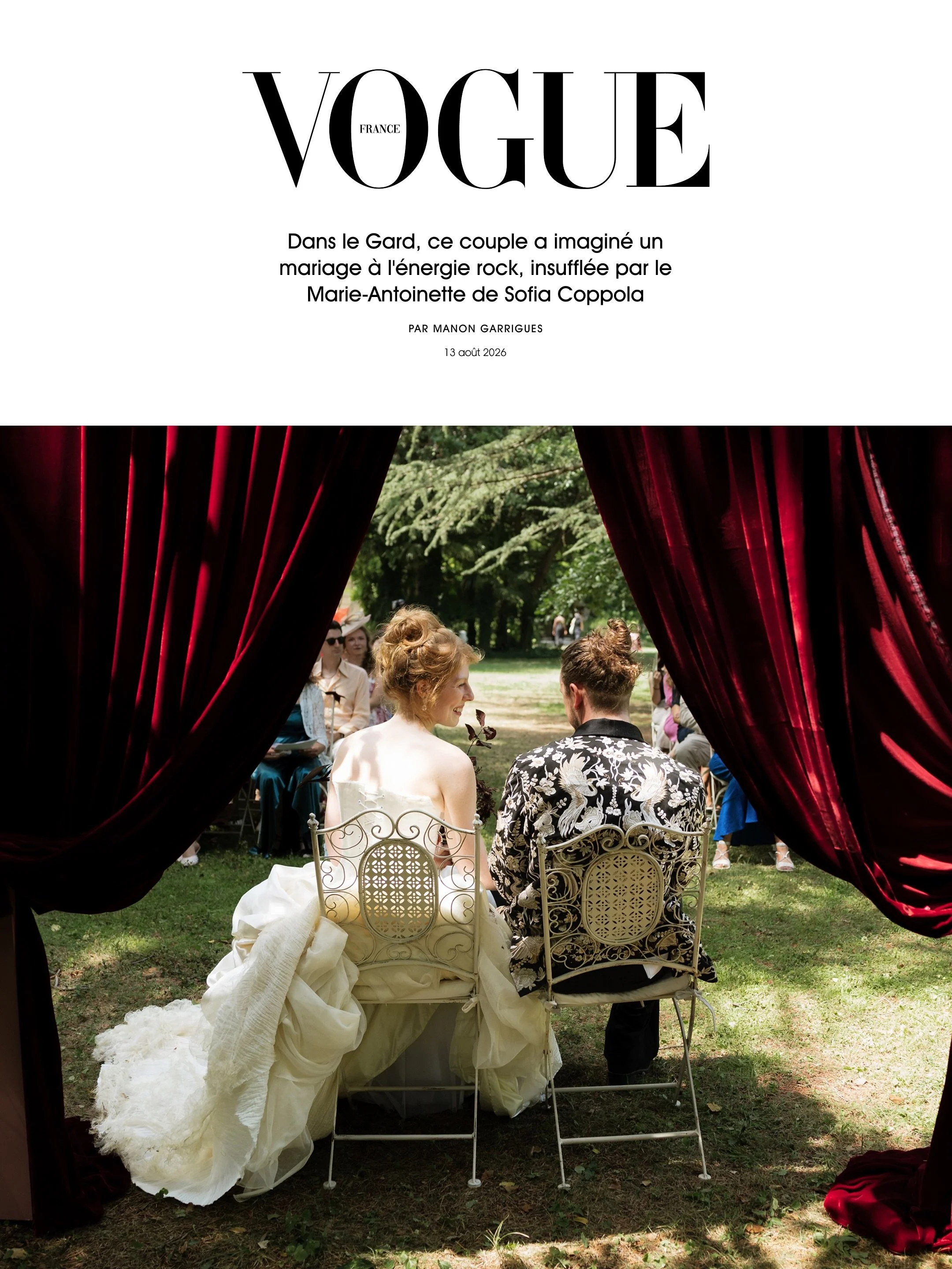 Out today on @voguefrance Wedding🩶

&ldquo;For us, marriage symbolizes the manifestation of the strongest and most genuine love and trust we could ever have imagined. It is the promise to care for each other, no matter what life brings, and the beau