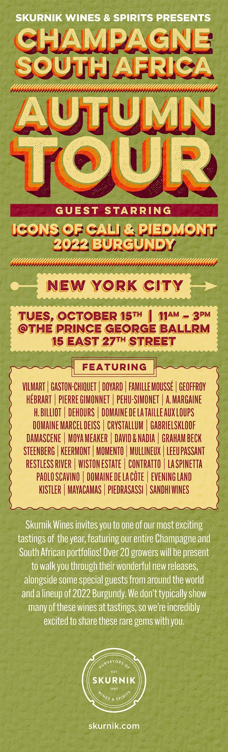 Skurnik Wines & Spirits Champagne, South Africa & 2022 Burgundy Tasting ( trade / invite only)