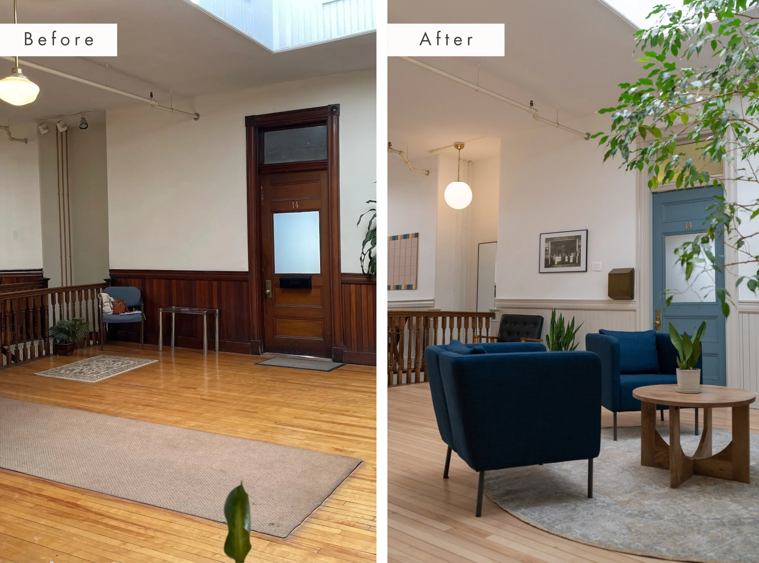 refresh of interior of historical building lobby in brunswick maine