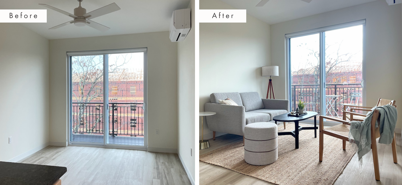 model unit fully staged in brunswick maine before and after