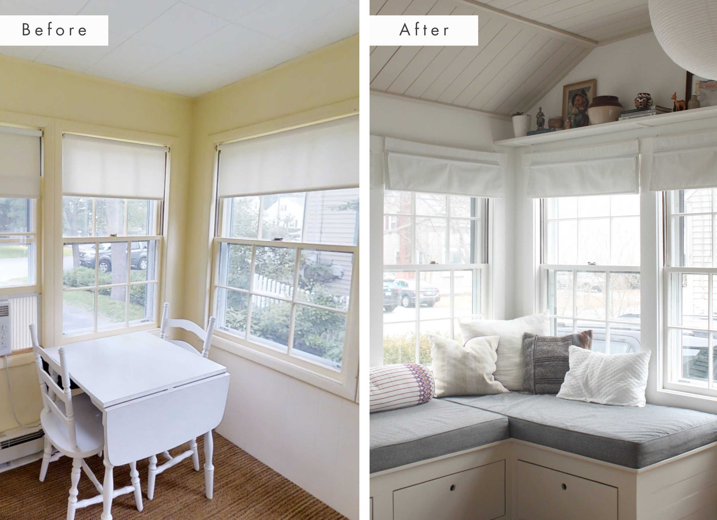 before and after photos of sunroom renovation in south portland maine