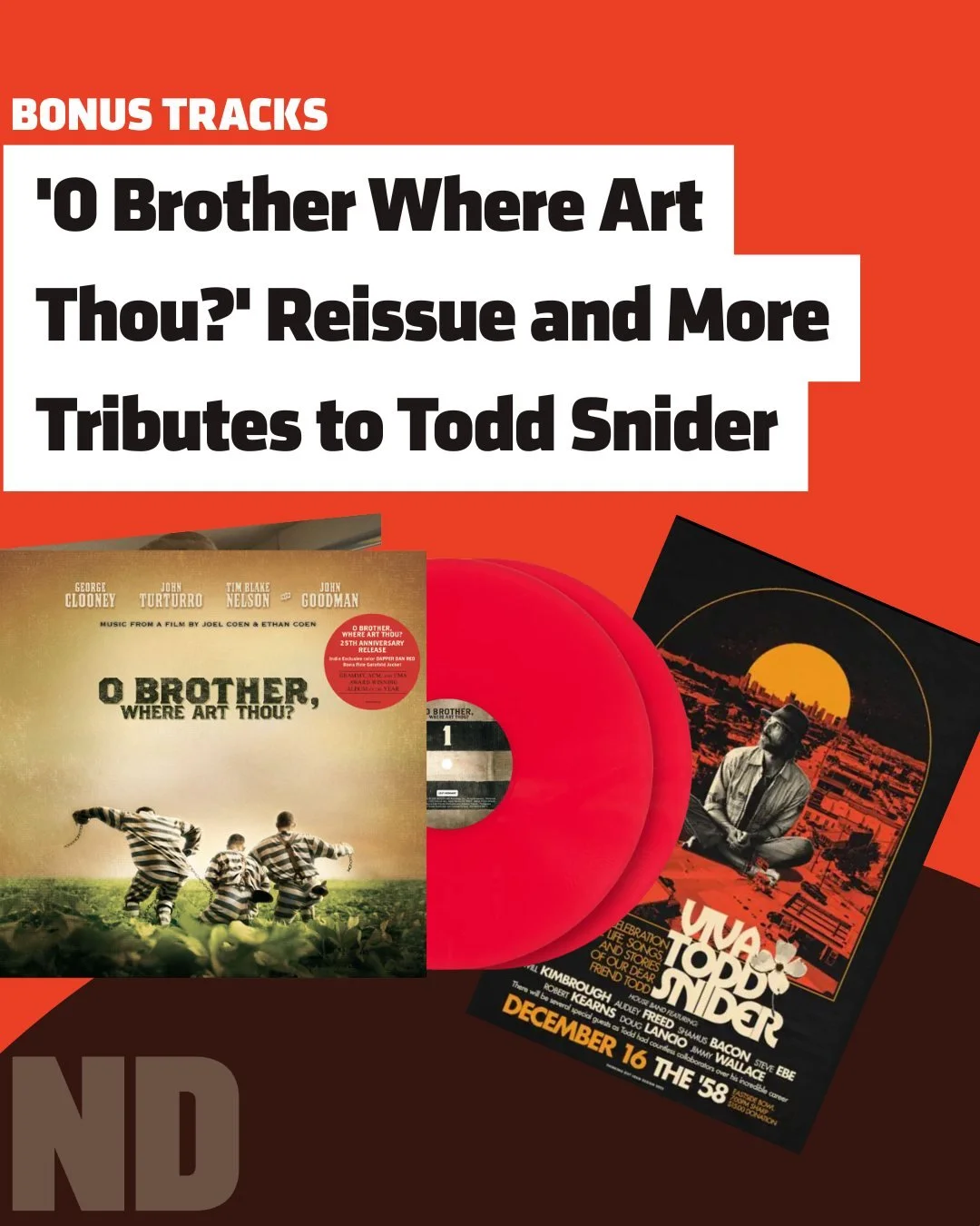 BONUS TRACKS is back! This week, read about the 25th Anniversary of 'O Brother Where Art Thou,' a Nashville tribute to Todd Snider, and more at the link in our bio.

As always, you can subscribe via email to get our newsletter of roots news directly 
