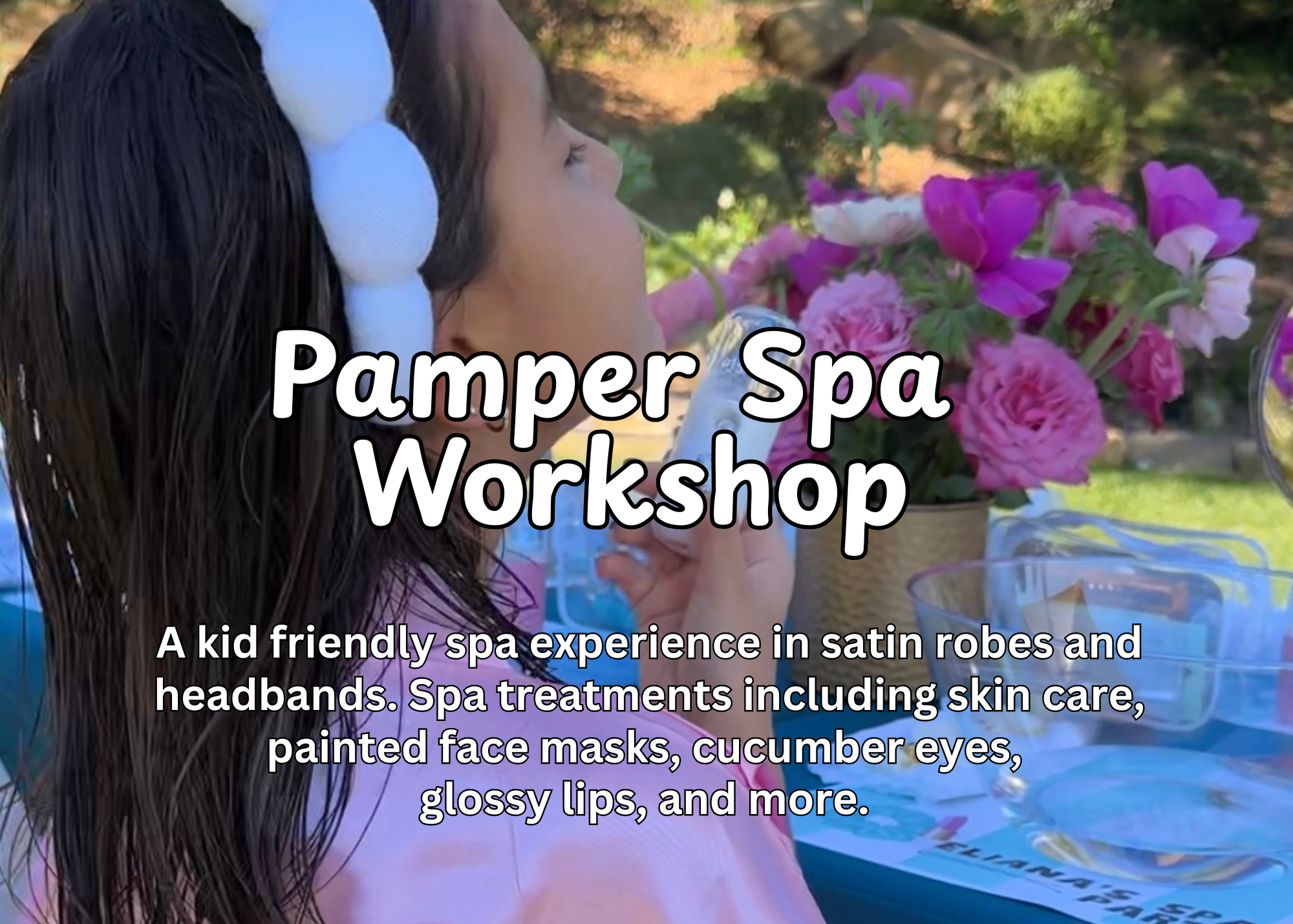 People lying on their backs receiving face masks with cucumber slices in their eyes during a spa workshop