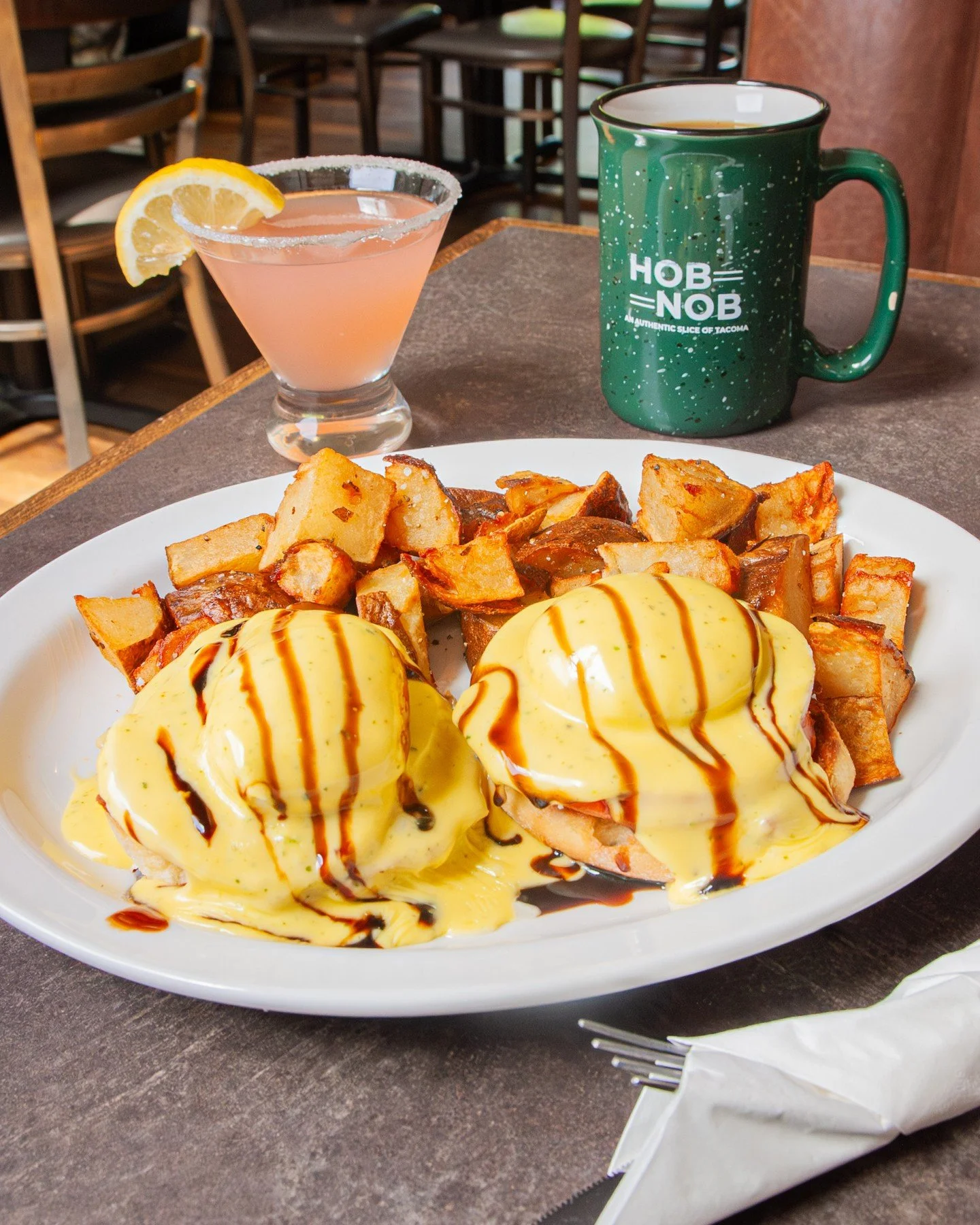 Happy Mother's Day weekend! Bring Mom-Mom in to enjoy our delish specials that we'll be serving up all weekend long 💗⁠
⁠
Caprese Benny&mdash; Tomato, fresh mozzarella, and two poached eggs on an English muffin with pesto hollandaise and a balsamic g