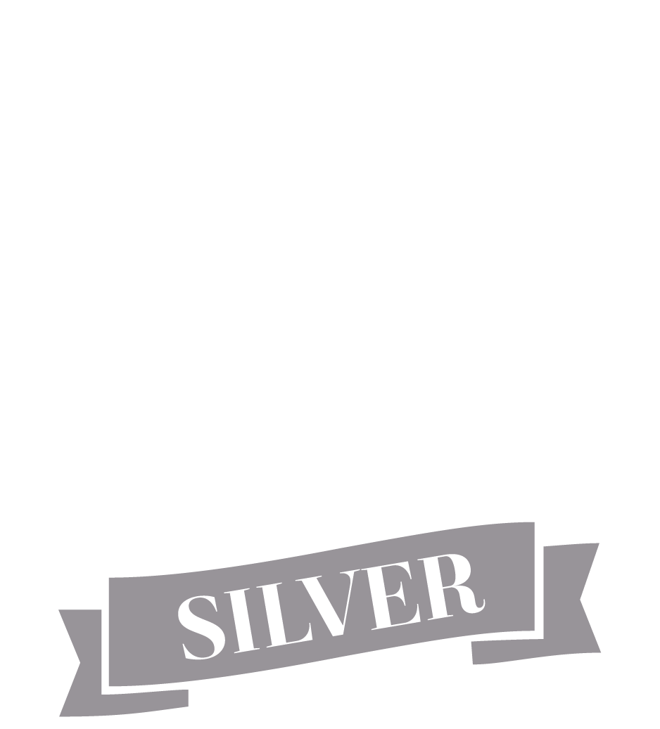 A silver badge or ribbon with the word 'Silver' on it.