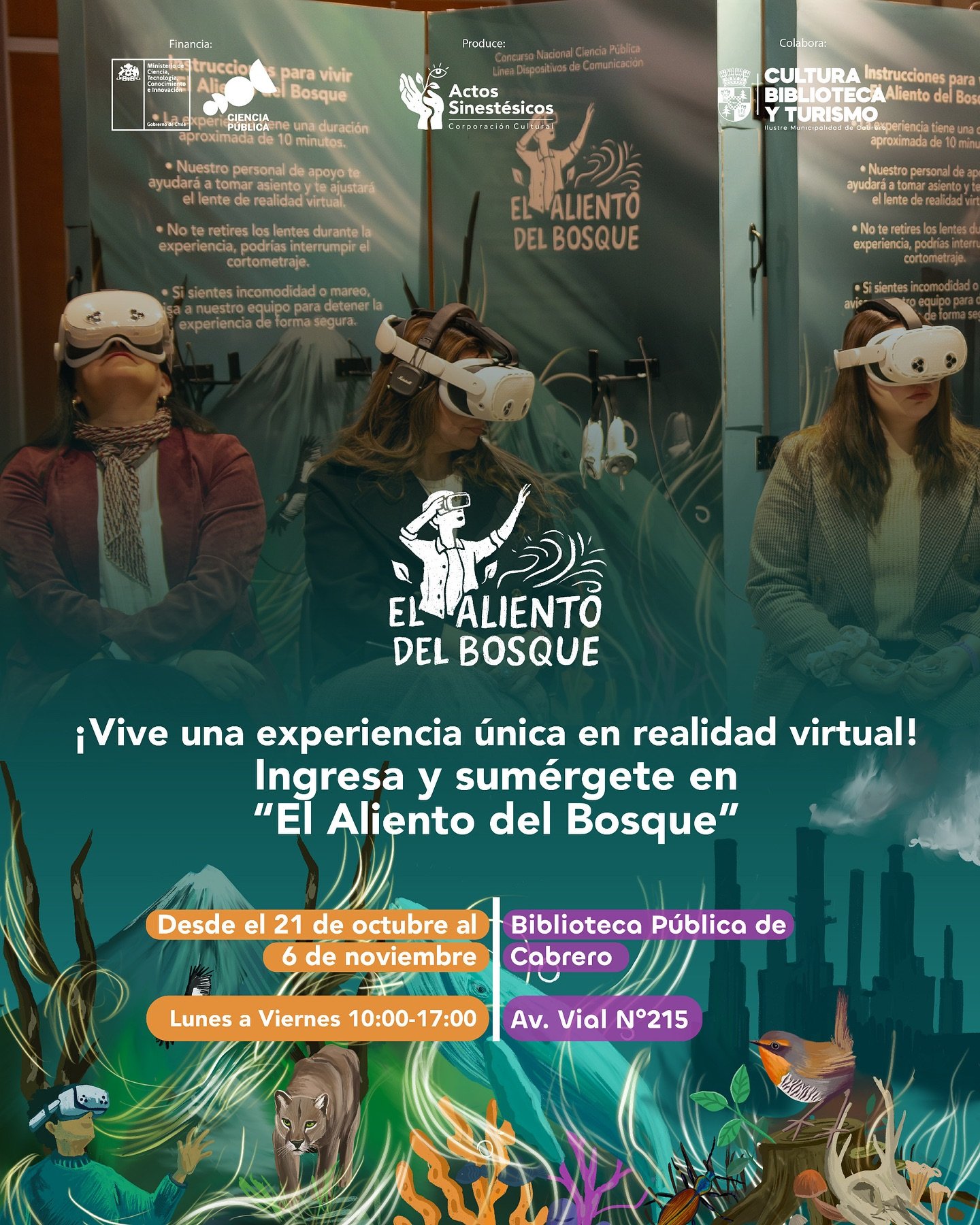 📣🌟Estamos en Cabrero🌟📣
&bull;
El Aliento del Bosque llega a la Biblioteca P&uacute;blica 📚
&bull;
Recibimos a todas y todos: estudiantes, funcionarios y comunidad 👨&zwj;👩&zwj;👦&zwj;👦👨&zwj;👩&zwj;👧
&bull;
📅21 de Octubre al 6 de Noviembre
?