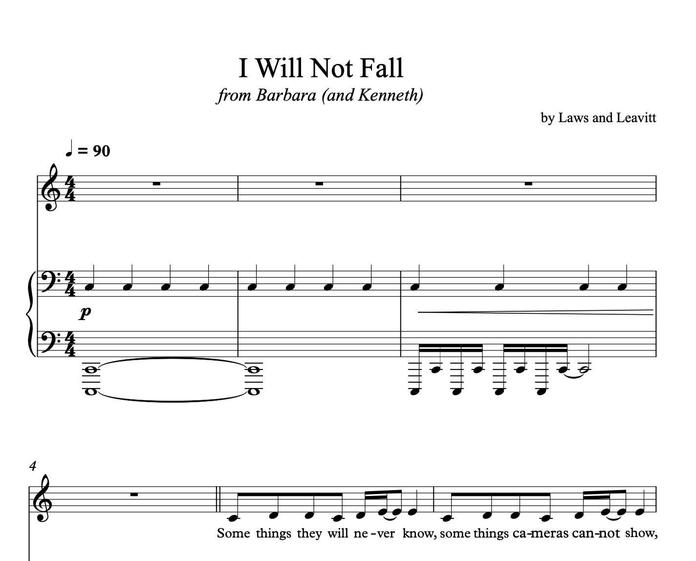 I Will Not Fall from Barbara (and Kenneth) Sheet Music