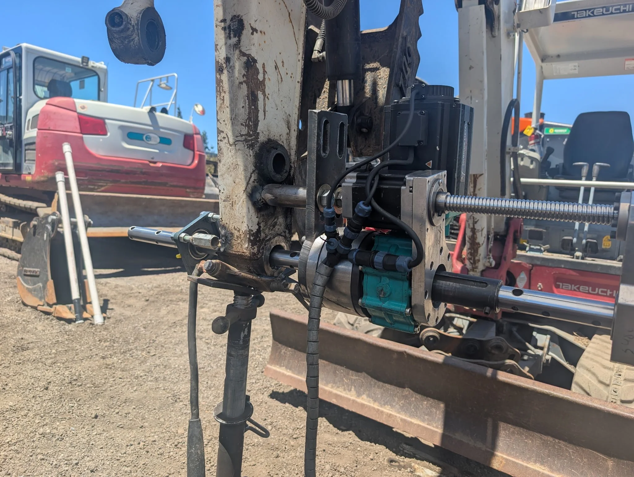 Precision line boring in the field in Sacramento California to repair a heavy equipment bore