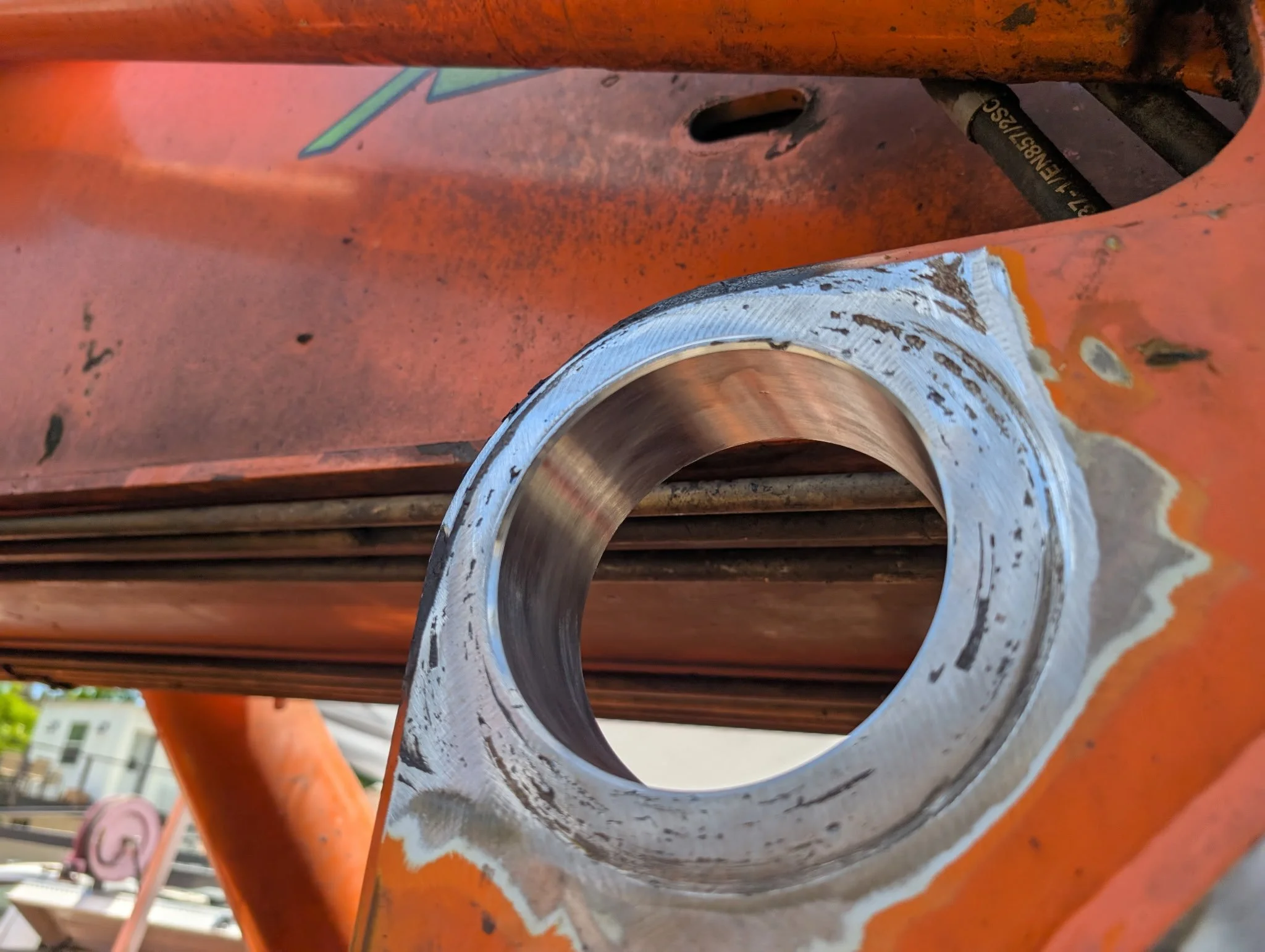 Completed line bore in California ready for pin insertion