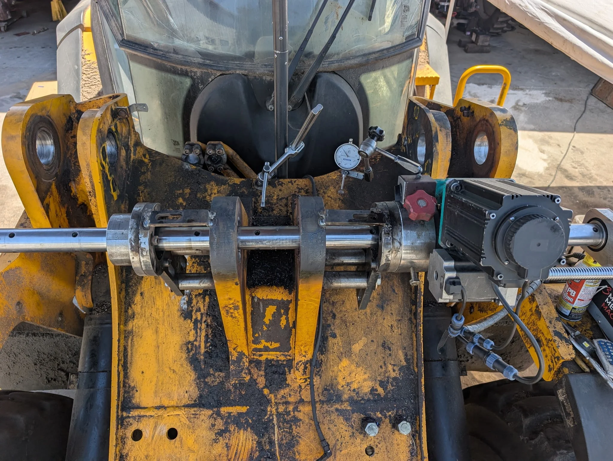 On-Site mobile welding and repair via line boring in Fresno California heavy equipment loader repair