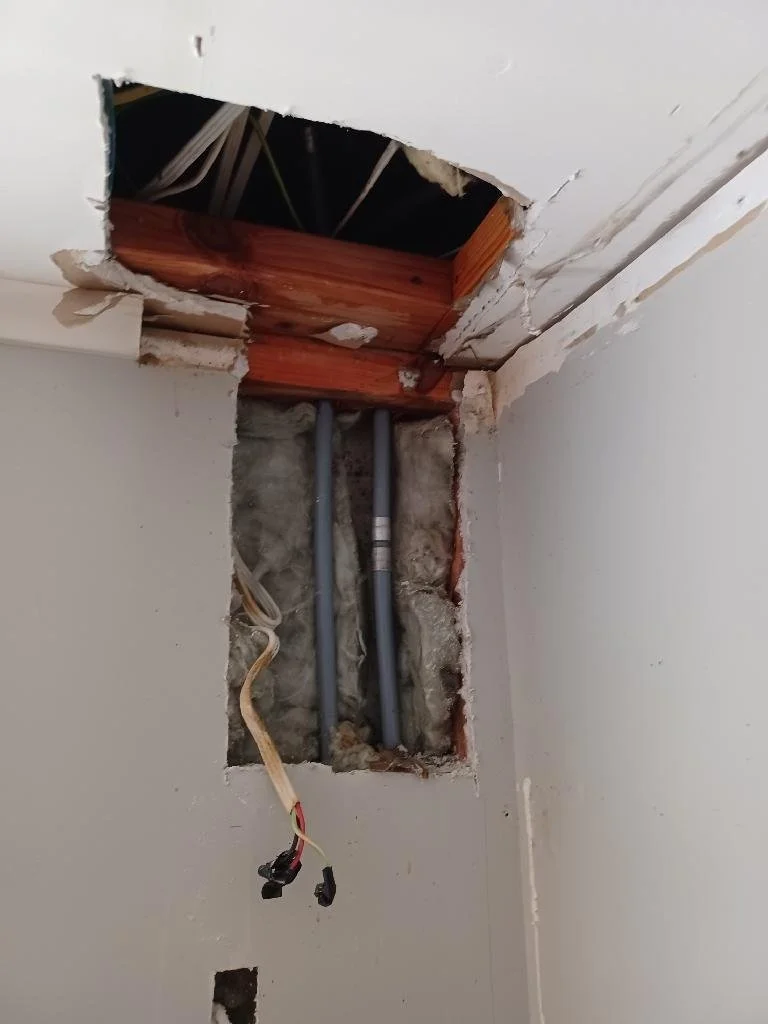Water pipe replacement in wall - Wall had to be cut to access wall