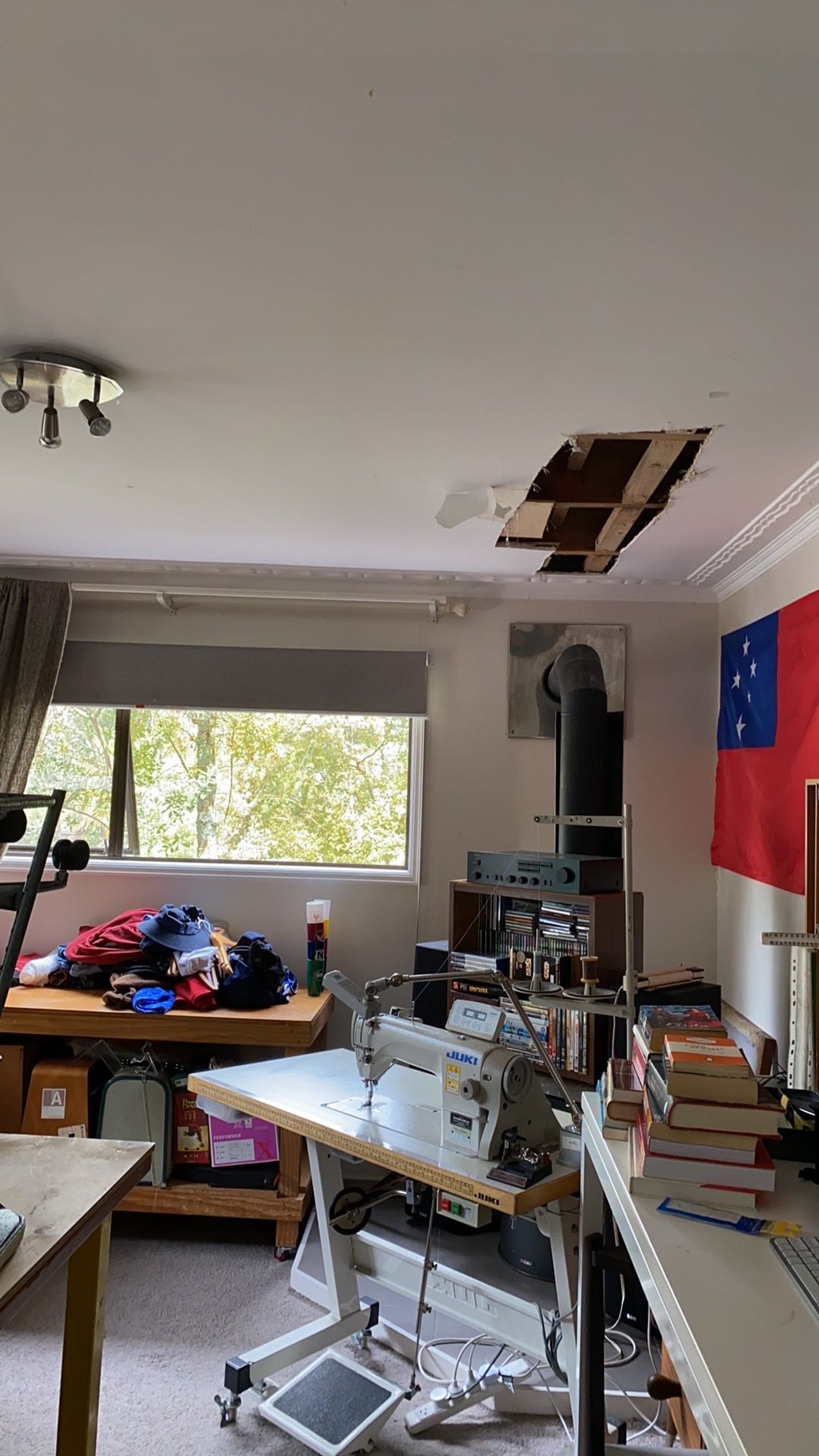 Before photo of ceiling repairs