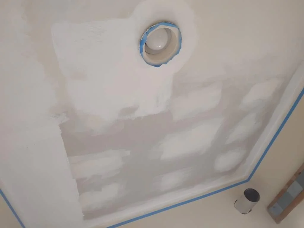 Progress photo of repairs to ceiling