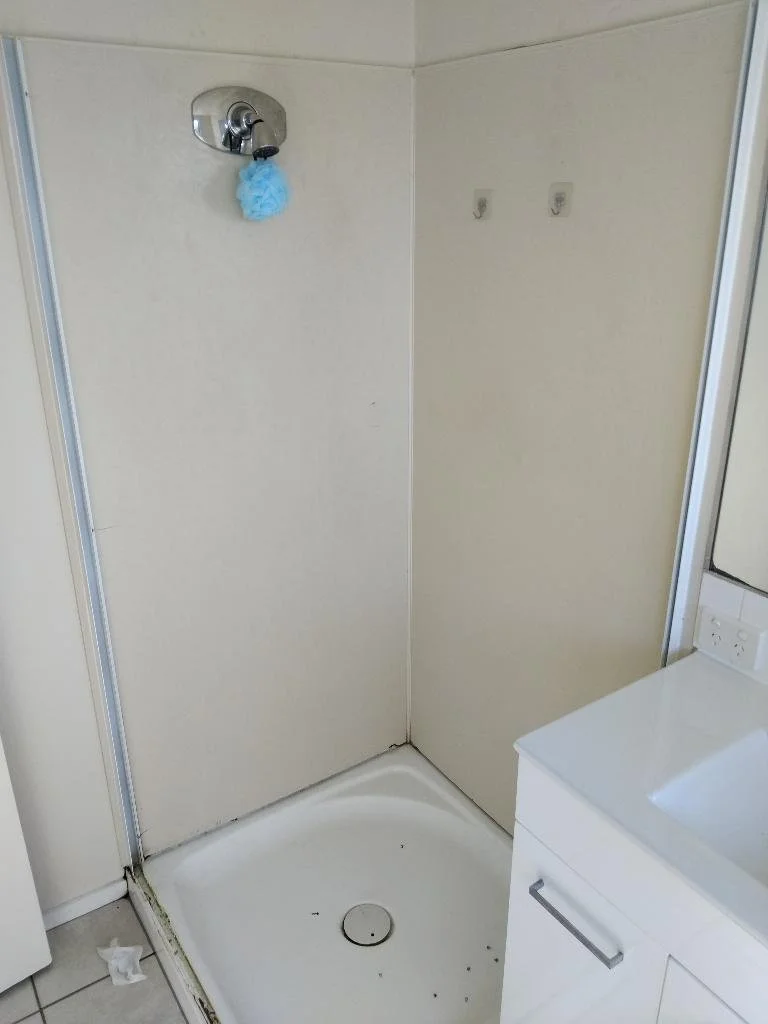 Progress photo of shower repairs