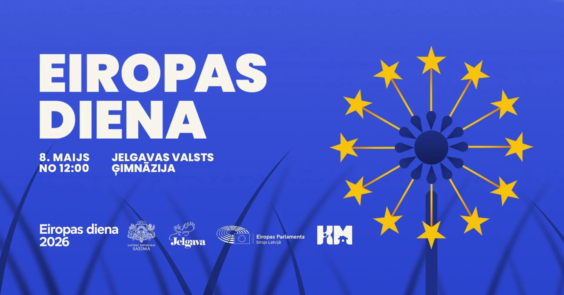 Digitālais plakāts aicina uz Eiropas dienu Jelgavā 8. maijā no 12:00