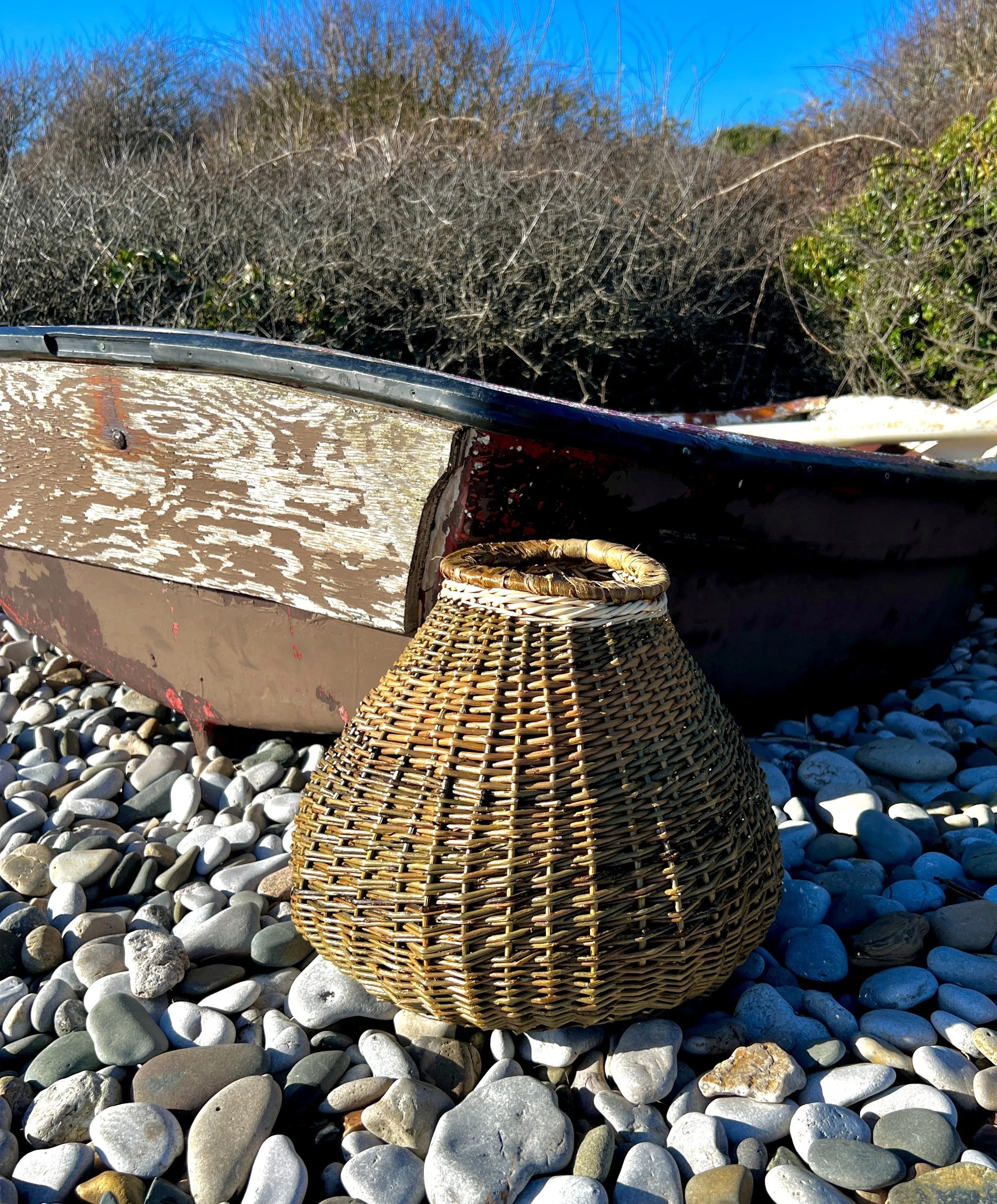 Organic basket with willow bark wrapped border 1