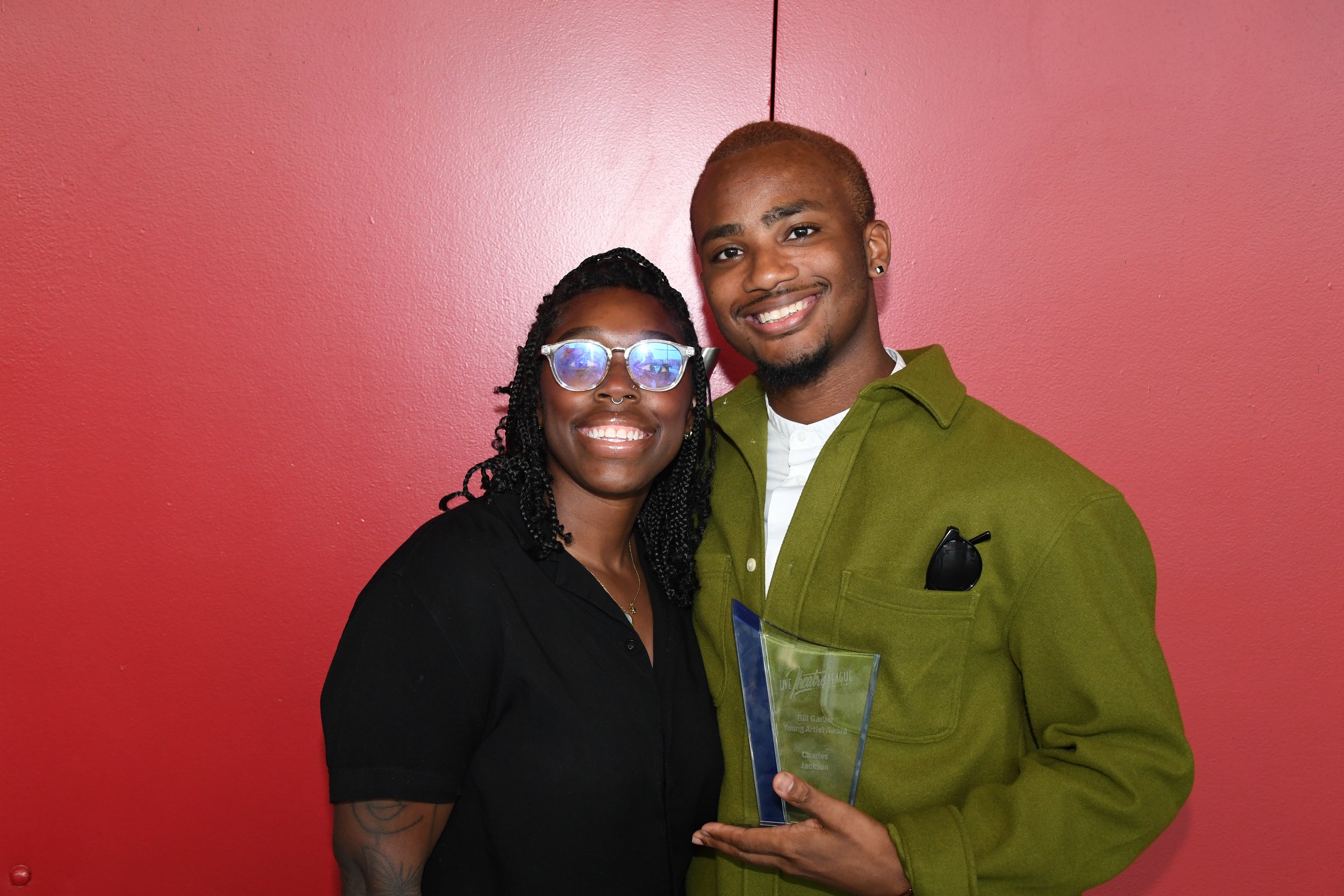 Producer Charles Jackson Jr. and spouse Na'Tori Harris at the 2023 Live Theatre League Awards Ceremony.