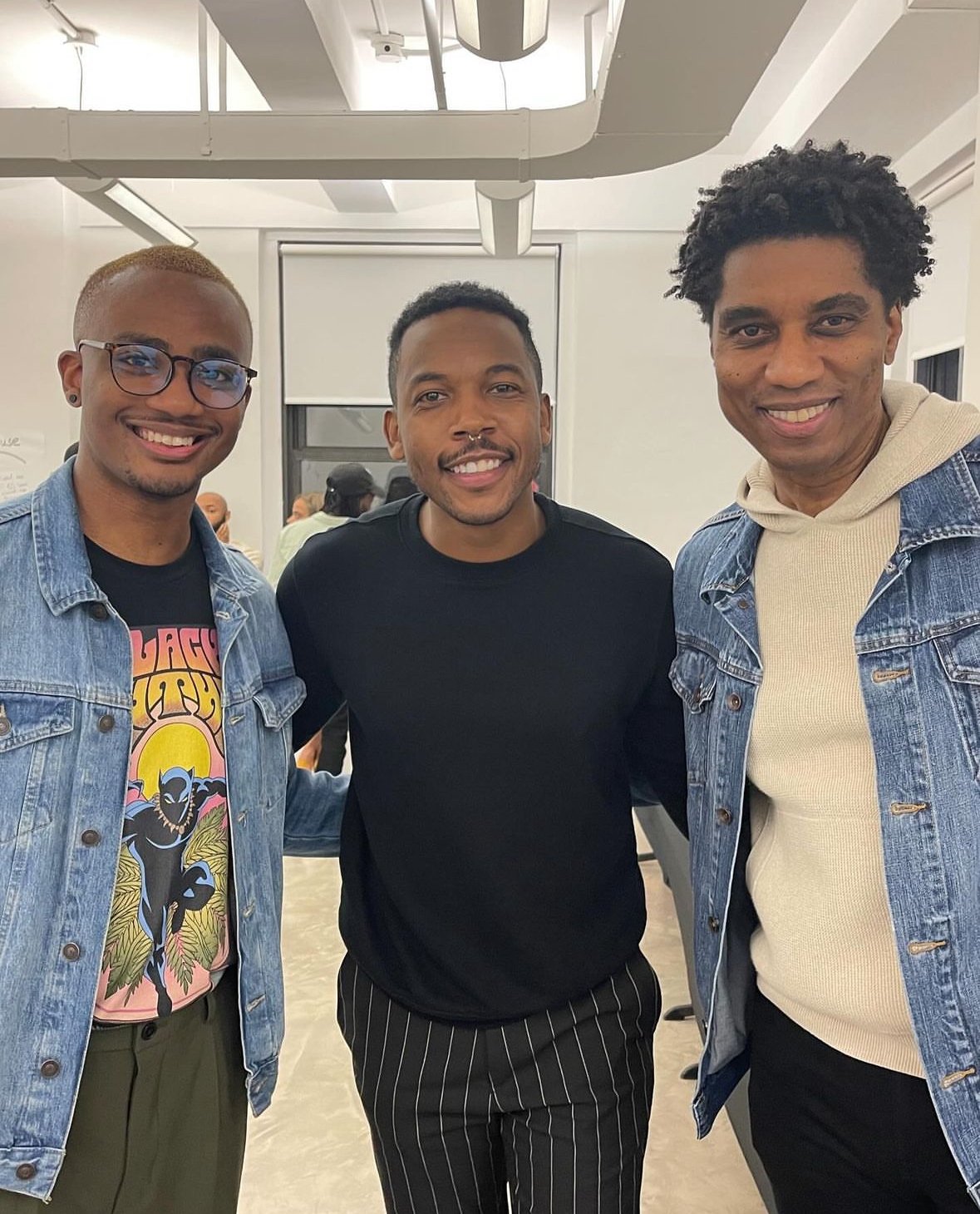 Producing Fellow Charles Jackson Jr., Brandon Brooks, and Kevvin L. Taylor at the Black Theatre Coalition Fellowship Mixer.