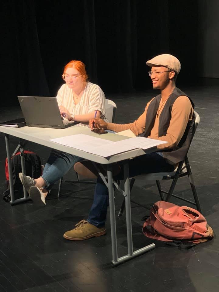 Stage Manager Allison Ivey and Director Charles Jackson Jr. in auditions for Dial M for Murder at Will of the Wind Productions.