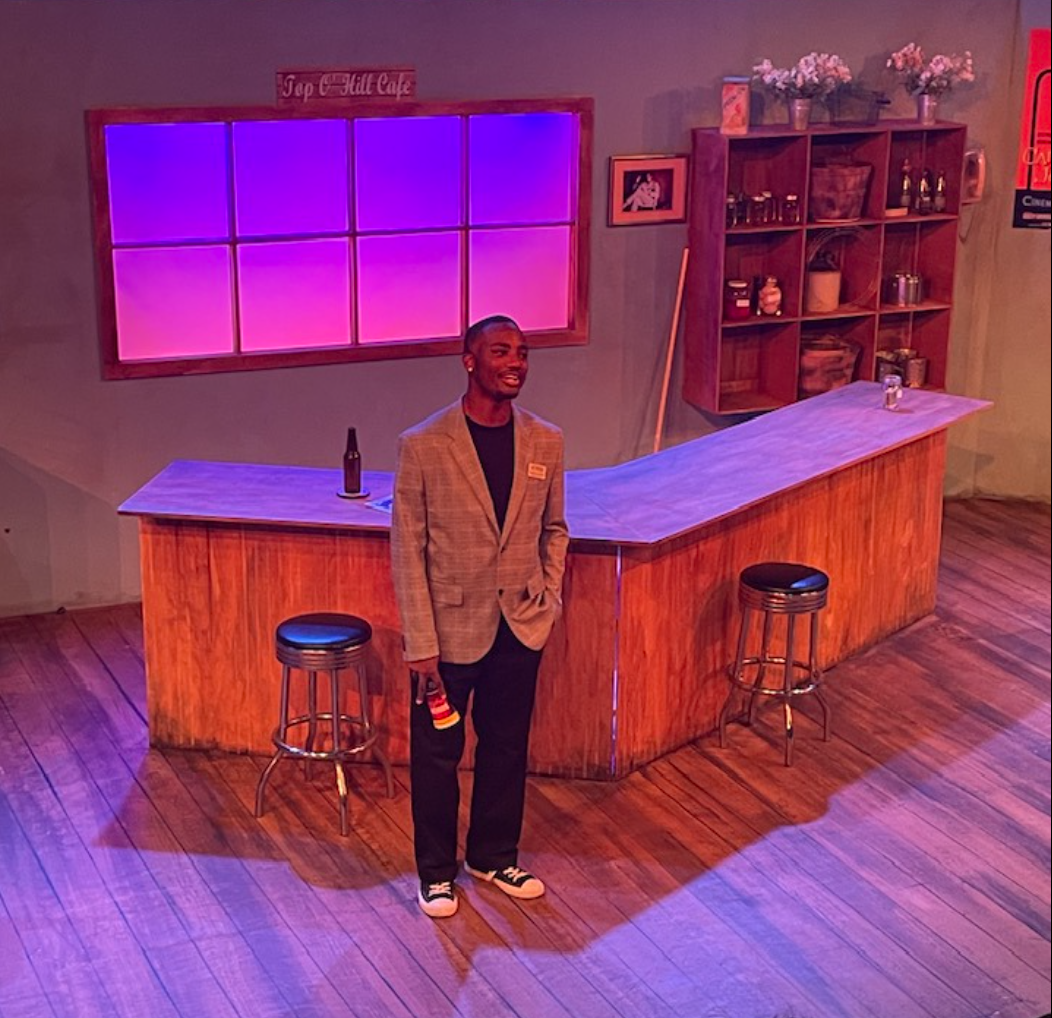 Producer/Director Charles Jackosn Jr. giving the preshow speech for East Texas Hot Links at Jubilee Theatre.