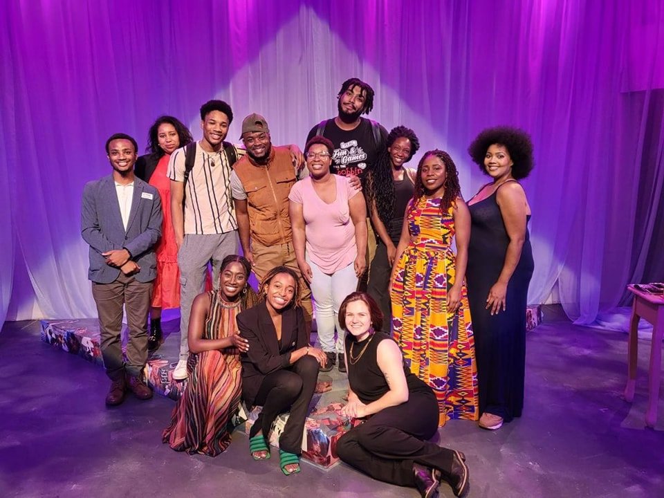 Producer Charles Jackson Jr. and the cast/crew of If Pretty Hurts Ugly Must Be a Muhfucka at Jubilee Theatre.