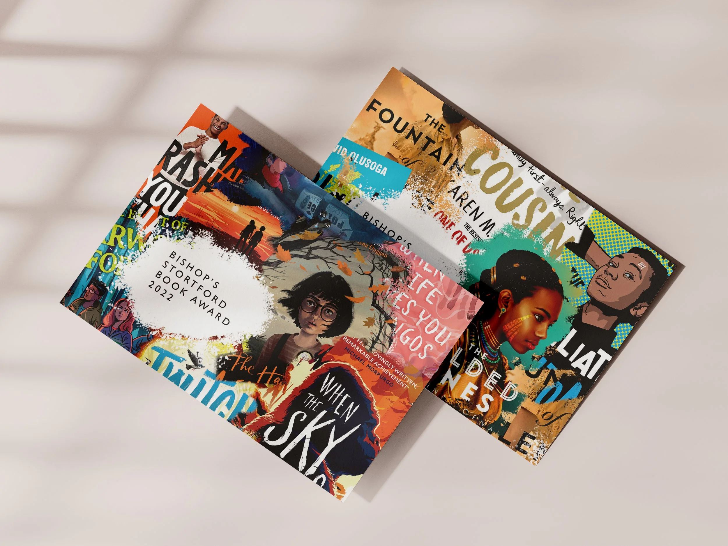 Promotional postcard design, a design composed of book cover images.