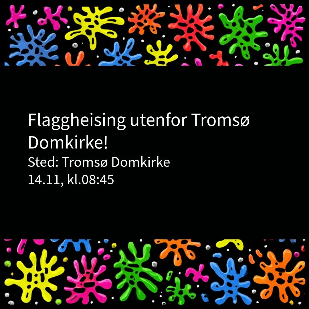 Flaggheising utenfor Tromsø Domkirke