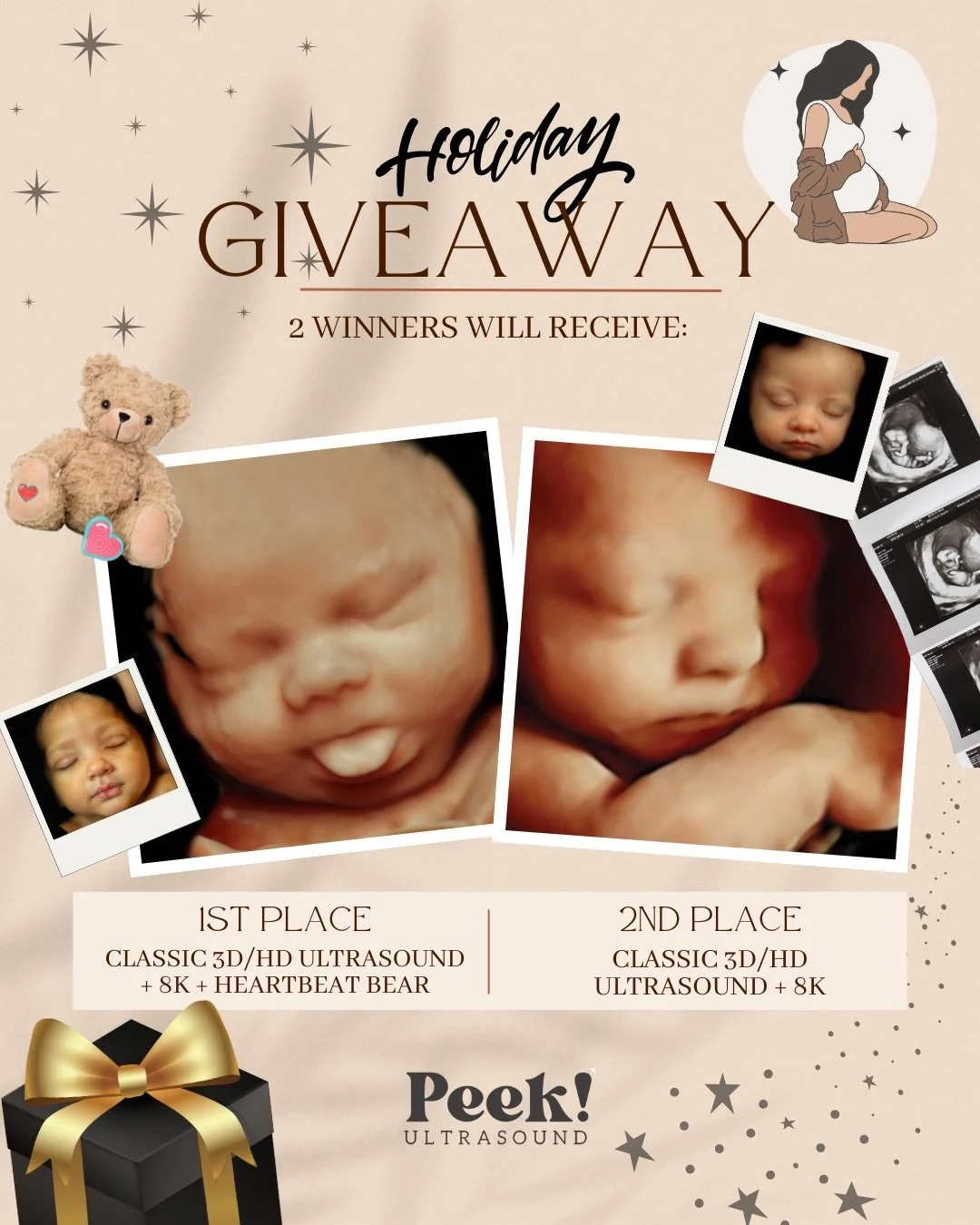 🎄🎅🏼✨ IT&rsquo;S GIVEAWAY TIME! ✨🎅🏼🎄

We&rsquo;re spreading some holiday cheer with TWO amazing prizes for our followers 🤰🏼 Here&rsquo;s what you can win:

🎁 1st Place: Classic Peek 3D/4D/HD Ultrasound Session + 8K RealView Image Enhancement 