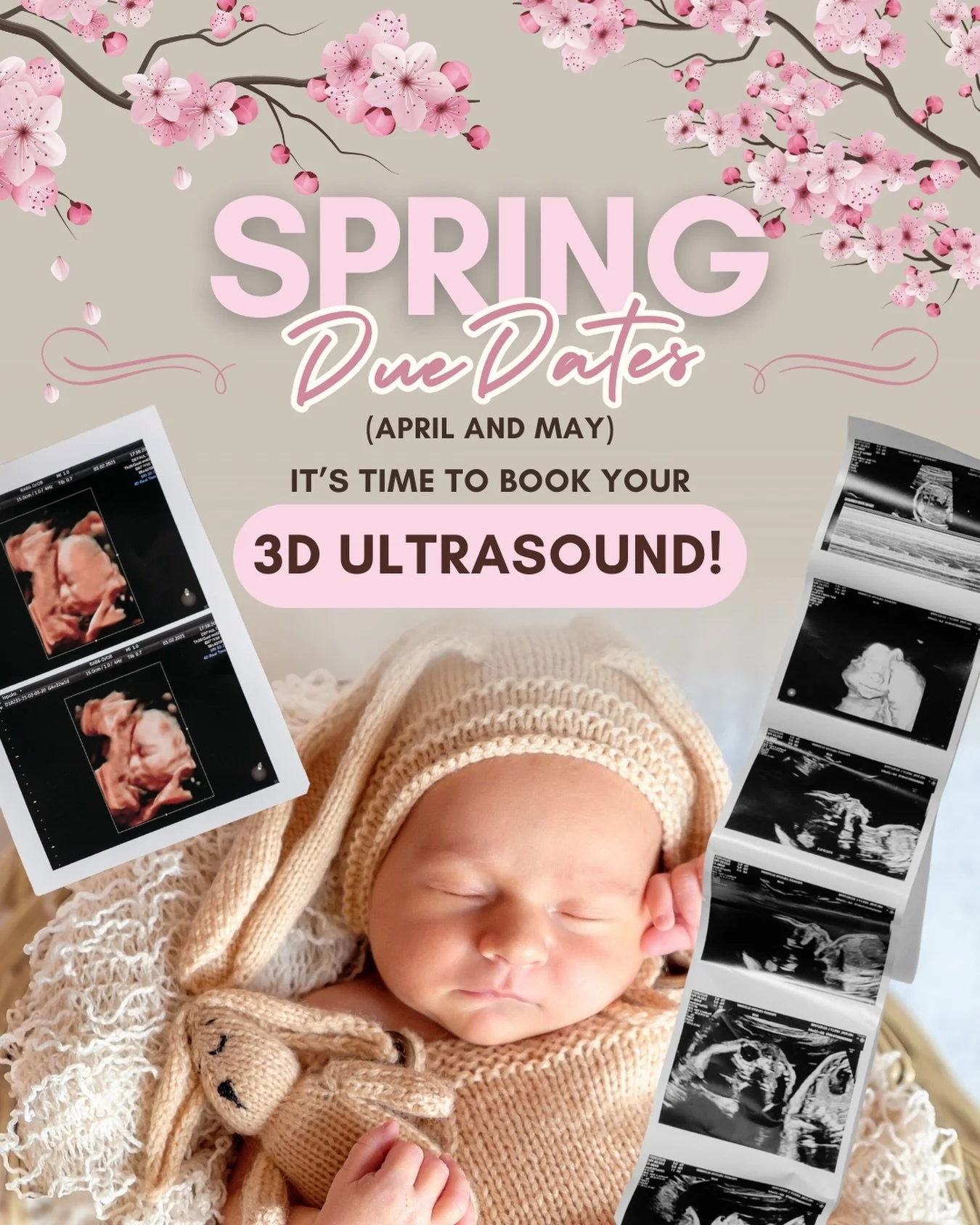 April &amp; May Due Dates 🌷it&rsquo;s officially time to book your 3D ultrasound! best done between 27&ndash;36 weeks for the clearest, cutest images 🐣

don&rsquo;t wait&mdash;weekend and evening spots go quickly! book online today at www.peek-ultr