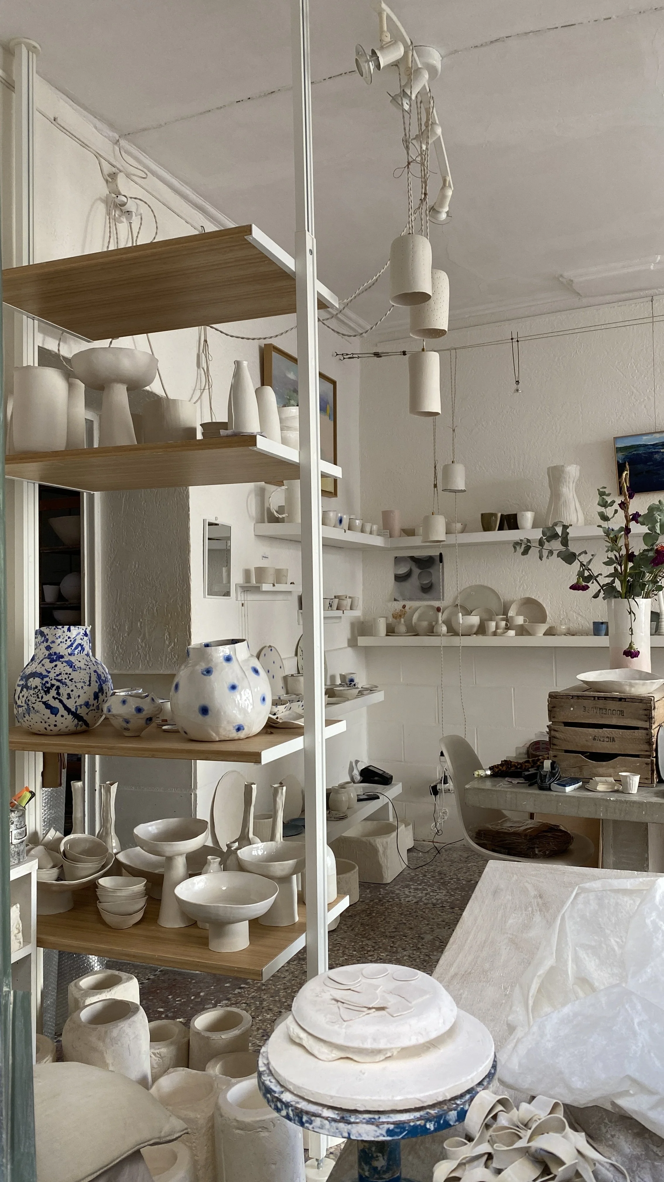 Handmade ceramics in a pottery studio in France