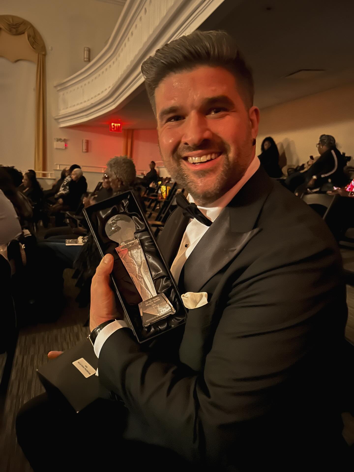 Wish I could go back and tell younger me that this was in his future. 

Still can&rsquo;t believe this happened last weekend. 
Truly means more than I have words to say. 

#bigandtallmodel #fullfiguredindustryawards #bigguyclub #bigguys