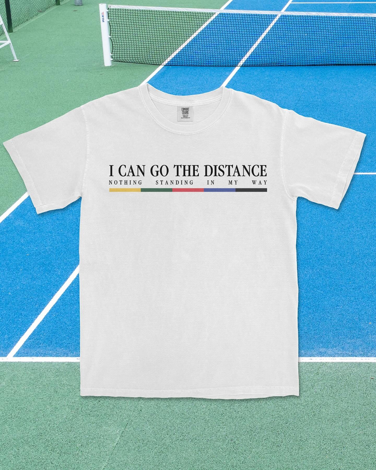 A sporty shirt to wear on your next trip to Disney - I Can Go The Distance on White Comfort Color&rsquo;s Oversize and Boxy T-shirt 

The design and the inspiration 👟🎾

As kid tennis players in the 90s and 00s Venus and Serena Williams dominated th