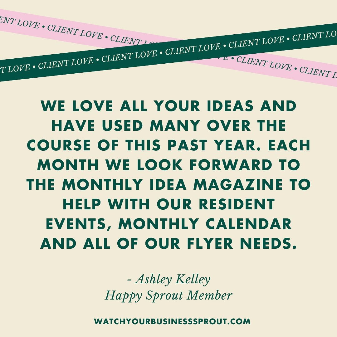 ✨ Real talk: This is why we do what we do! ✨

&ldquo;We love all your ideas and have used many over the course of this past year. Each month we look forward to the monthly idea magazine to help with our resident events, monthly calendar and all of ou