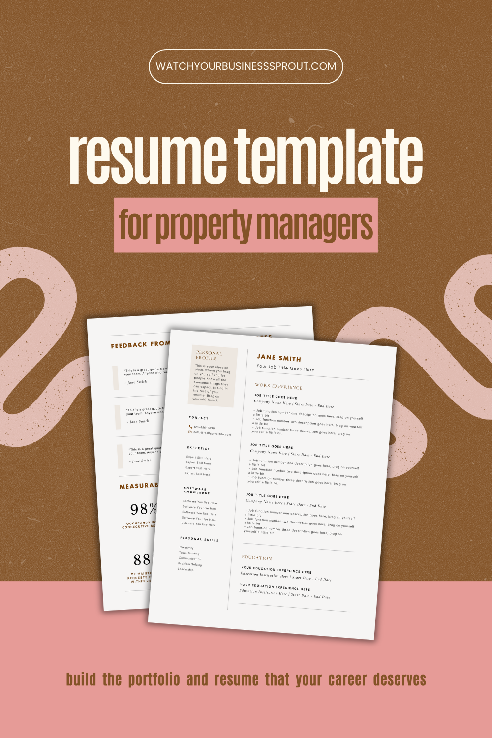 Resume and portfolio template for property managers career