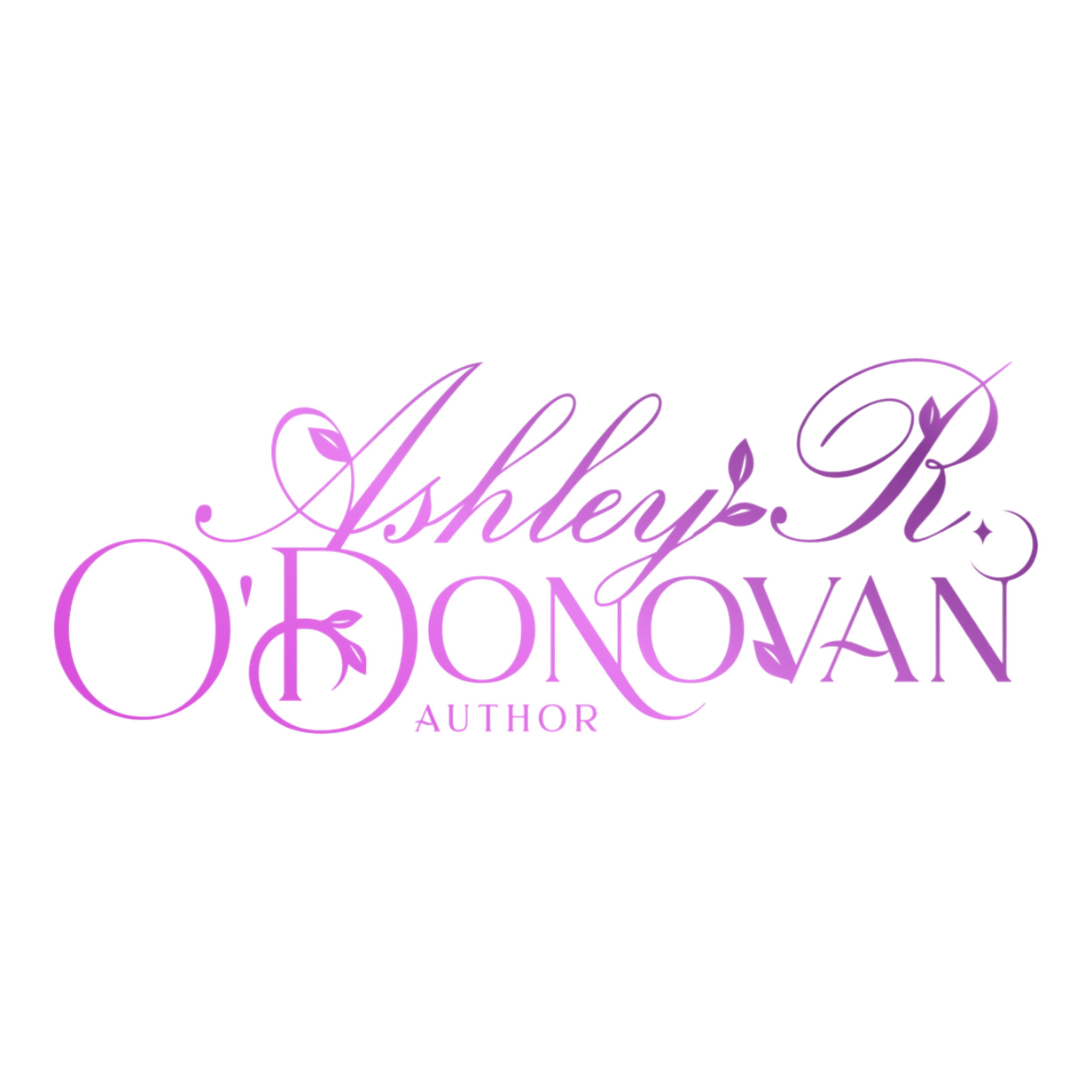 Pink neon sign with the text "Ashley Doman" in cursive and block fonts, and the word "author" beneath.