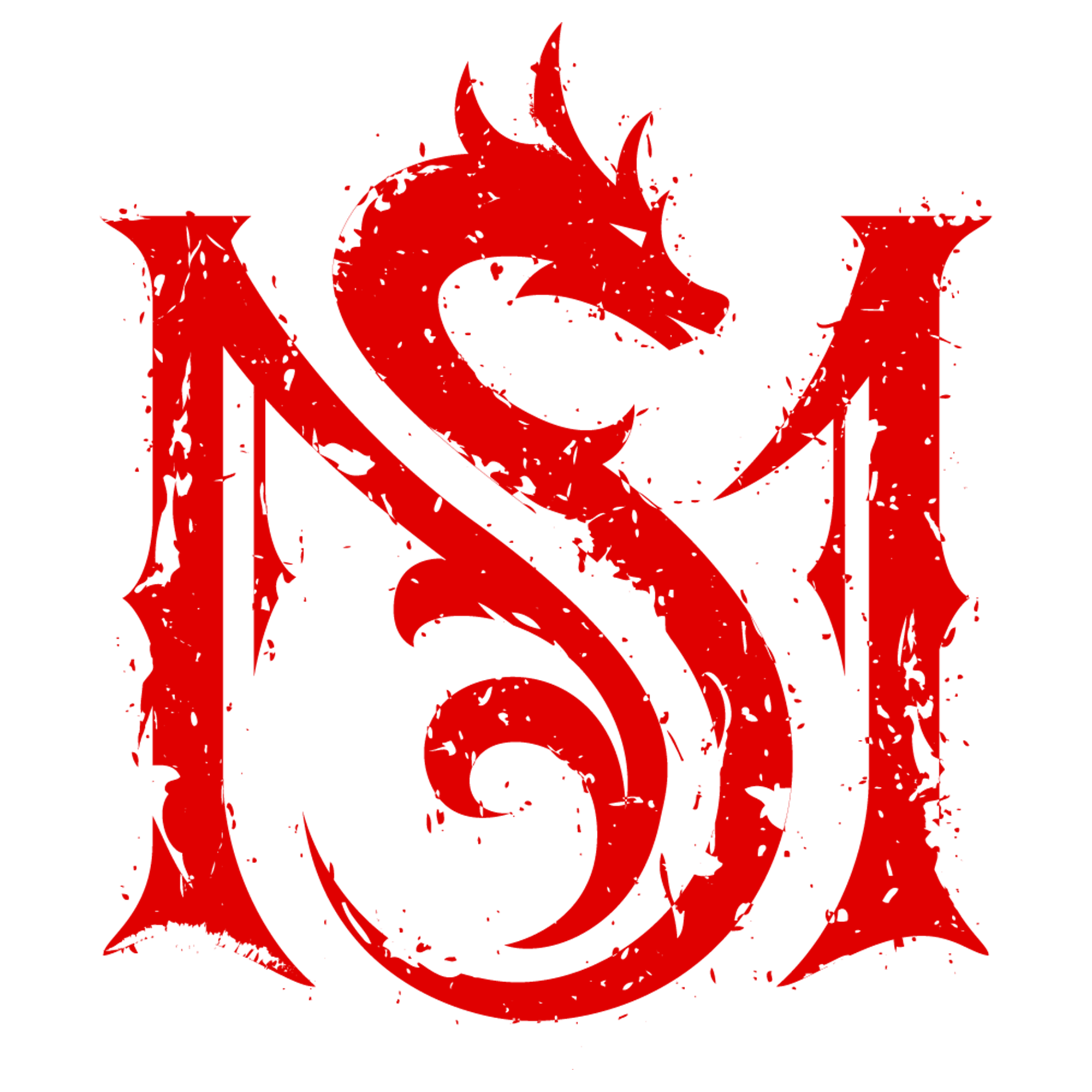 Red dragon logo with a stylized, sharp-edged S shape on black background.