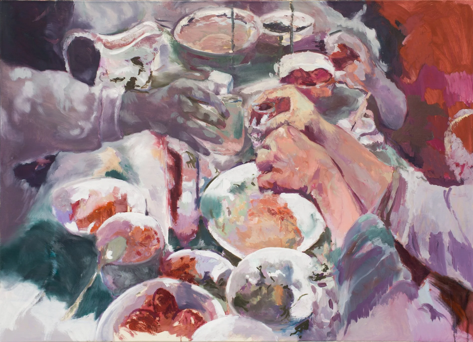 Salad is missing, Oil on Linen, 130 x 180 cm, 2025