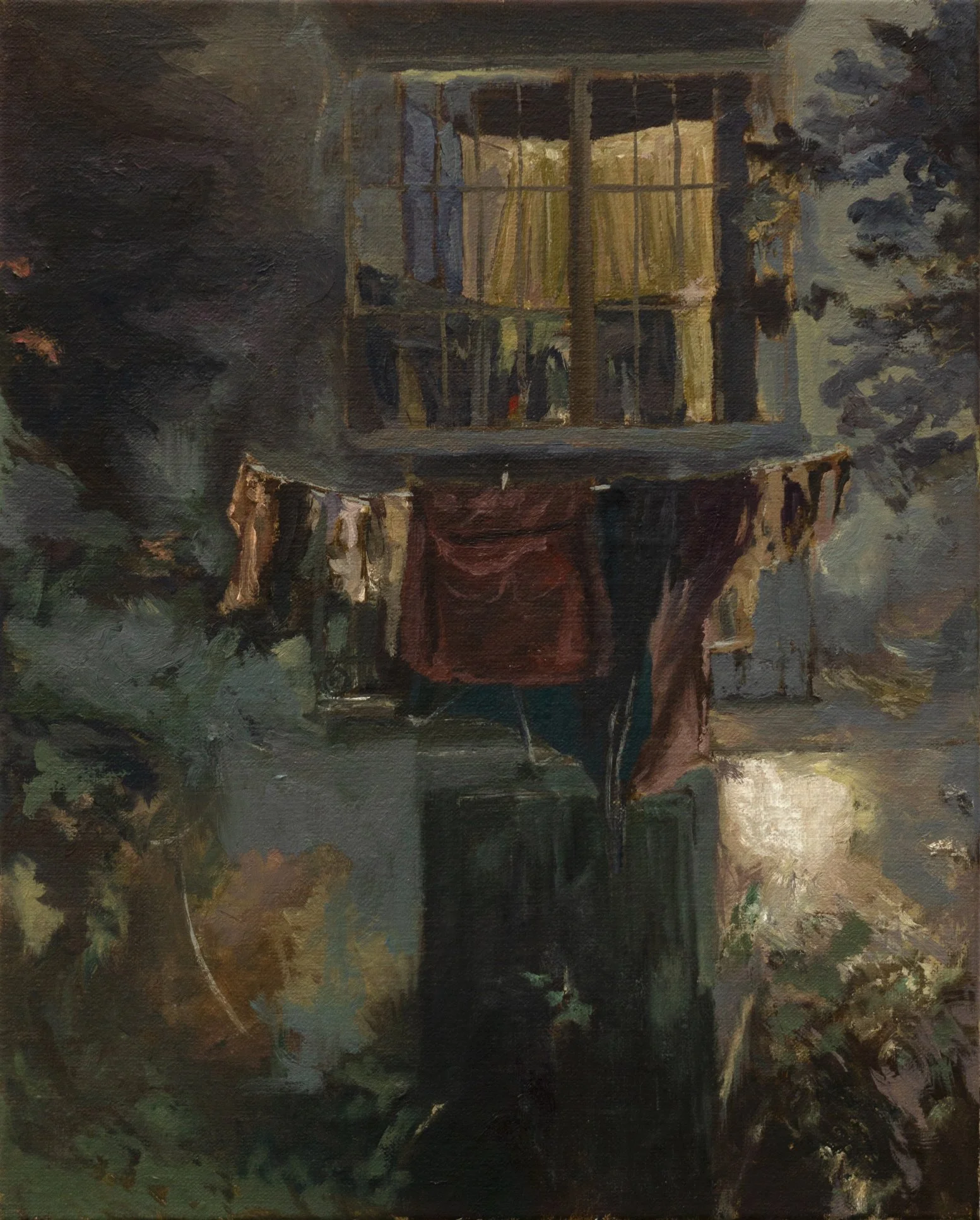 Nachtsituation in Palermo, Oil on linen, 50 x 40 cm, 2024