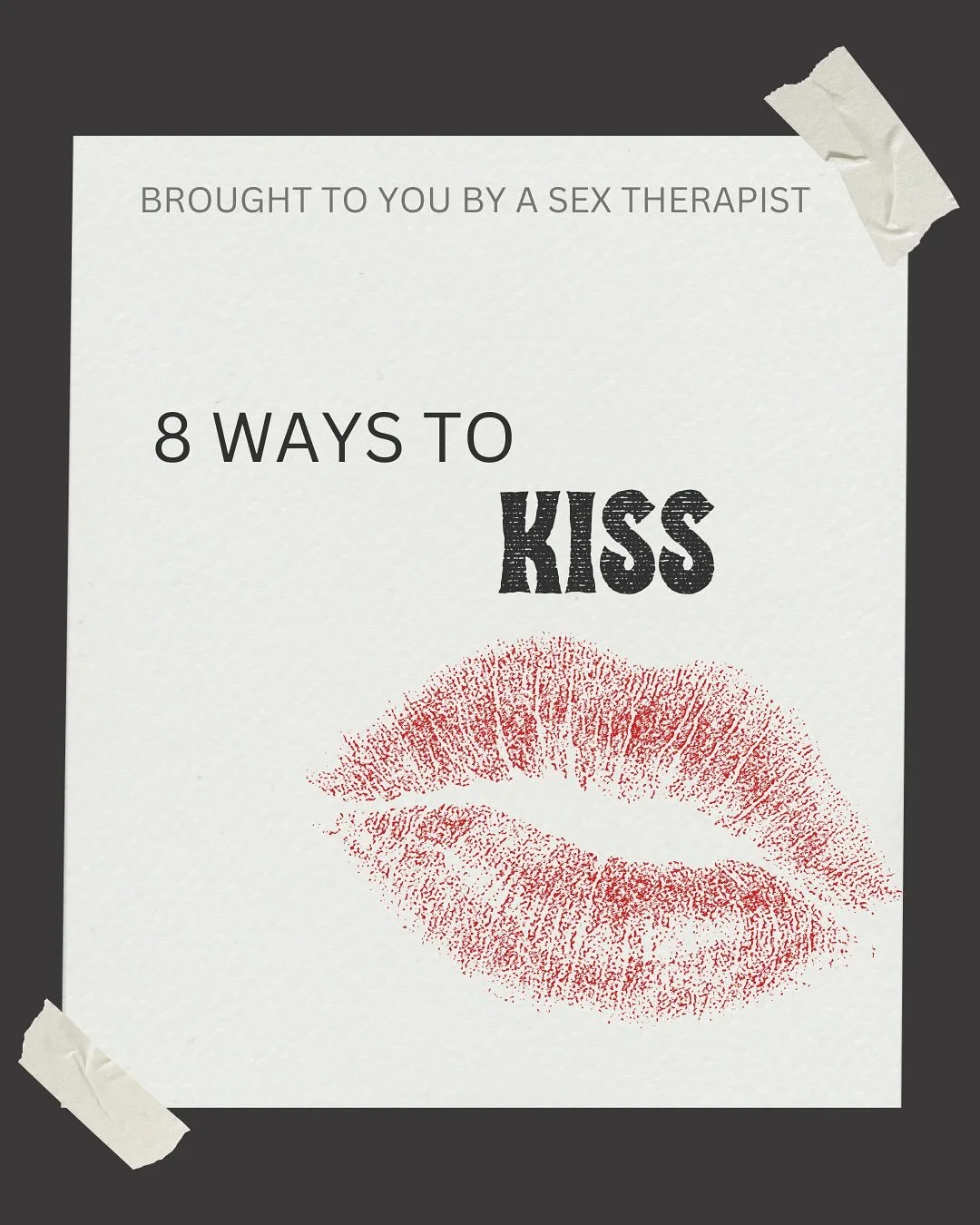 Your lips can start a story that your body will finish. 💋

Kissing is more than a moment&mdash;it&rsquo;s communication.

Kissing communicates our desire and gives us the opportunity to learn about others. 

Kissing is a form of co-regulation. It co
