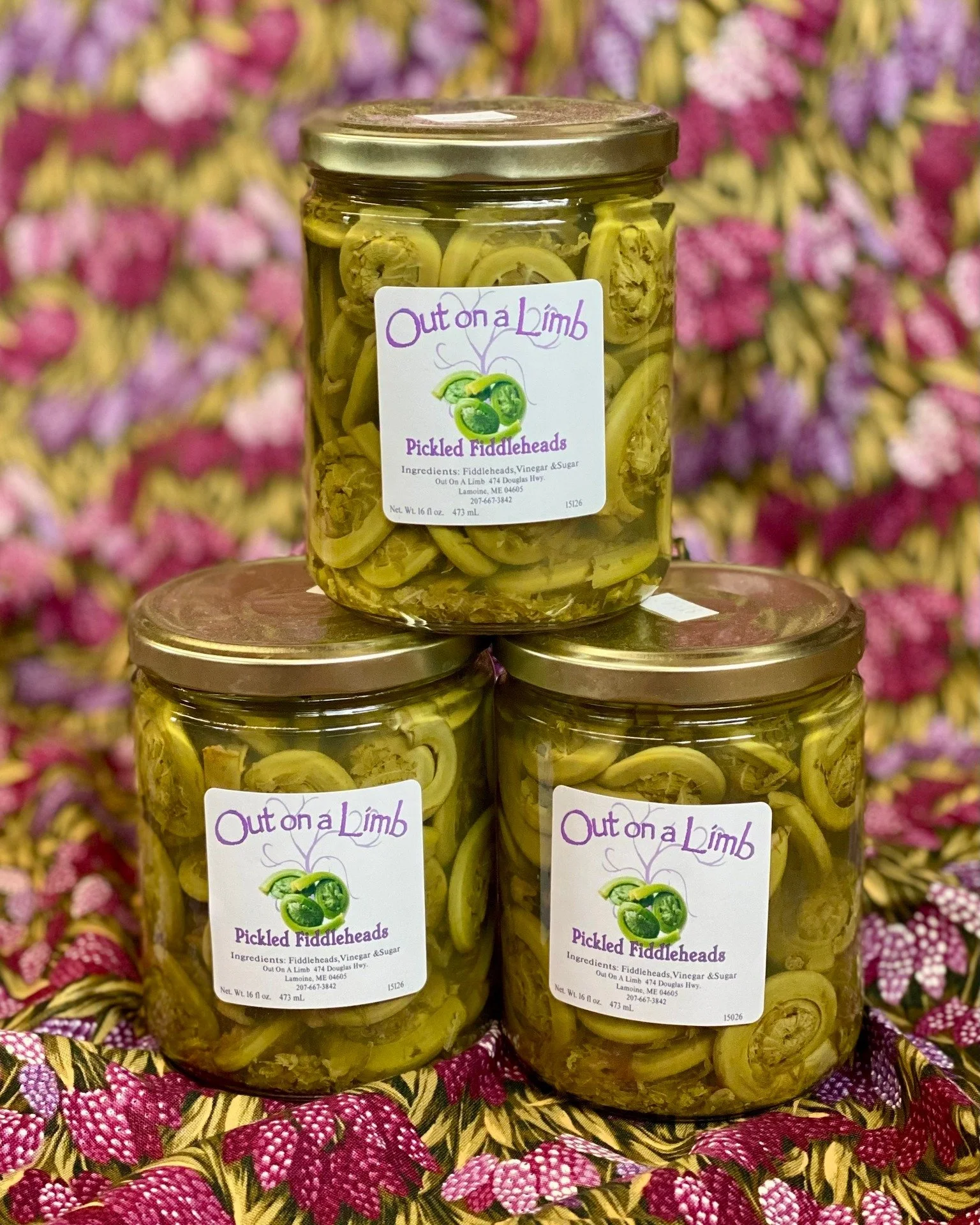 Look at all these jarred goods we have! New in is Pickled Fiddleheads from Out on a Limb, we also have Morse's Pickles and Sauerkraut, and other goods like Raye's Mustards, Dilly Beans, and Maine Chef's Salsa!