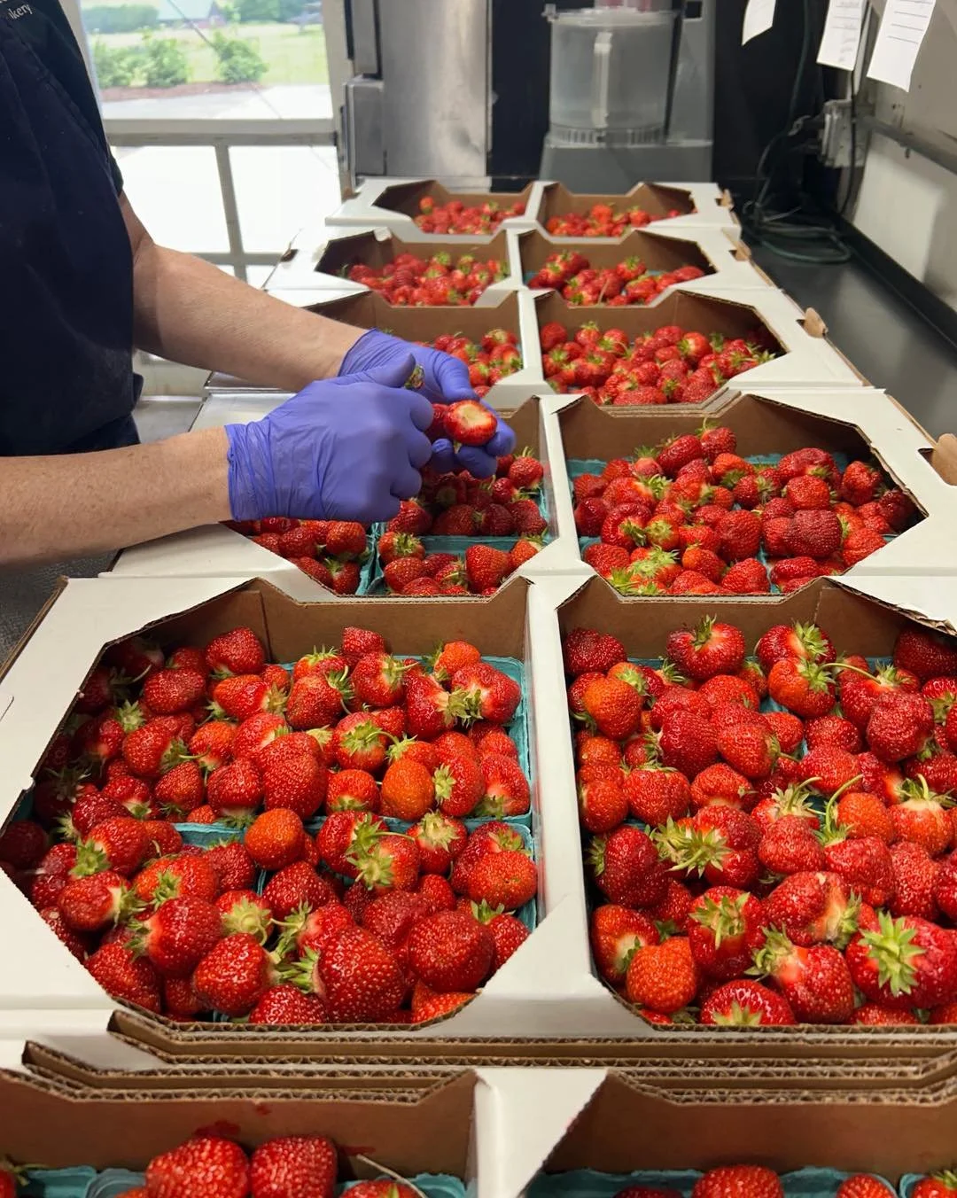 Strawberry season is here! We just got flats and flats of Stevenson Strawberries in and we&rsquo;re working on turning them into jam. These strawberries will be used in so many of our baked goods from pies, cheesecakes, Danish, and more!