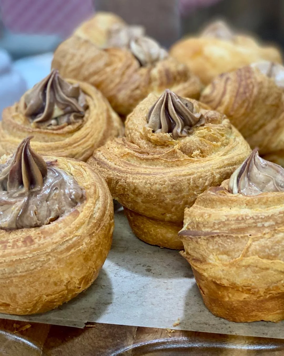 Perfect Pastries! We have Mocha Cruffins, Boston Cream Croissants, and Cherry Almond Danish.