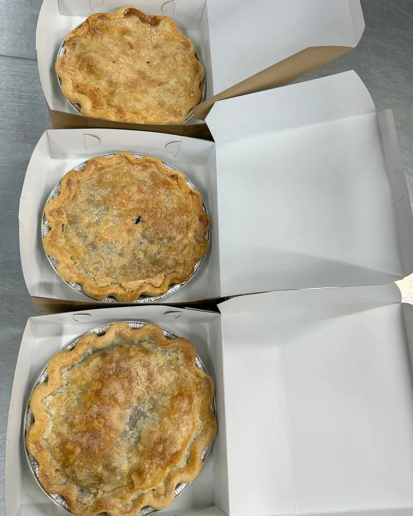 We've got pies coming out of the oven! And of course a full tray of cookies as well as cakes and cheesecake in the dessert fridge, come have a look!