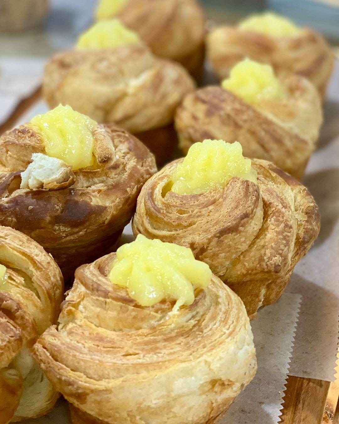 Cruffin is a croissant shaped muffin! We have Lemon Cruffins today as well as Strawberry Cream Croissants.
